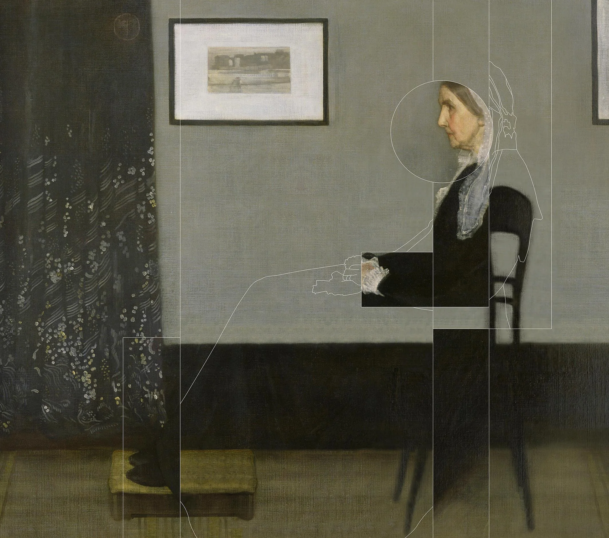 Das Gemälde "Whistler's Mother" von James McNeill Whistler, bearbeitet von Hati Gerhard Holzinger.