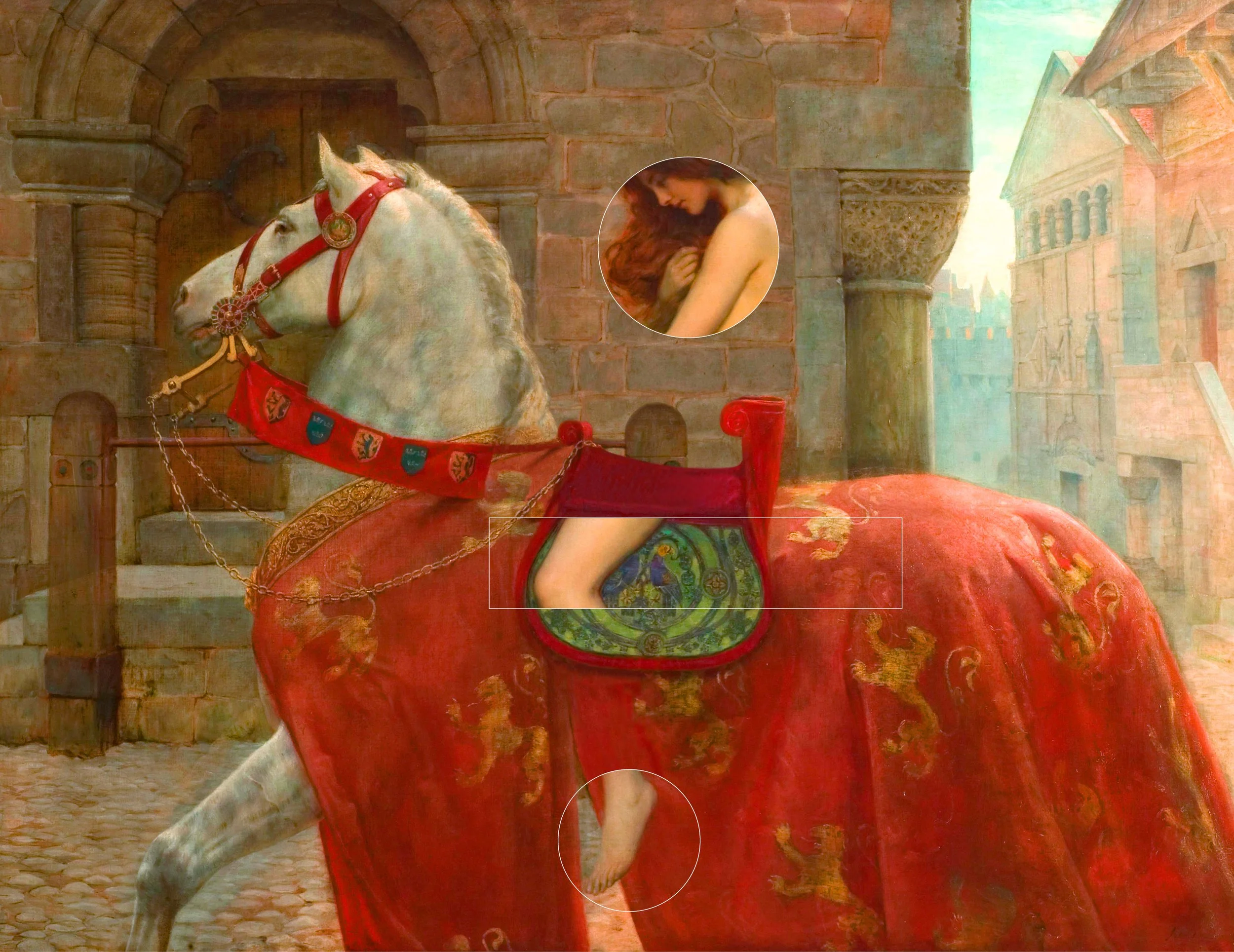 Das Gemälde "Lady Godiva" von John Collier, bearbeitet von Hati Gerhard Holzinger.