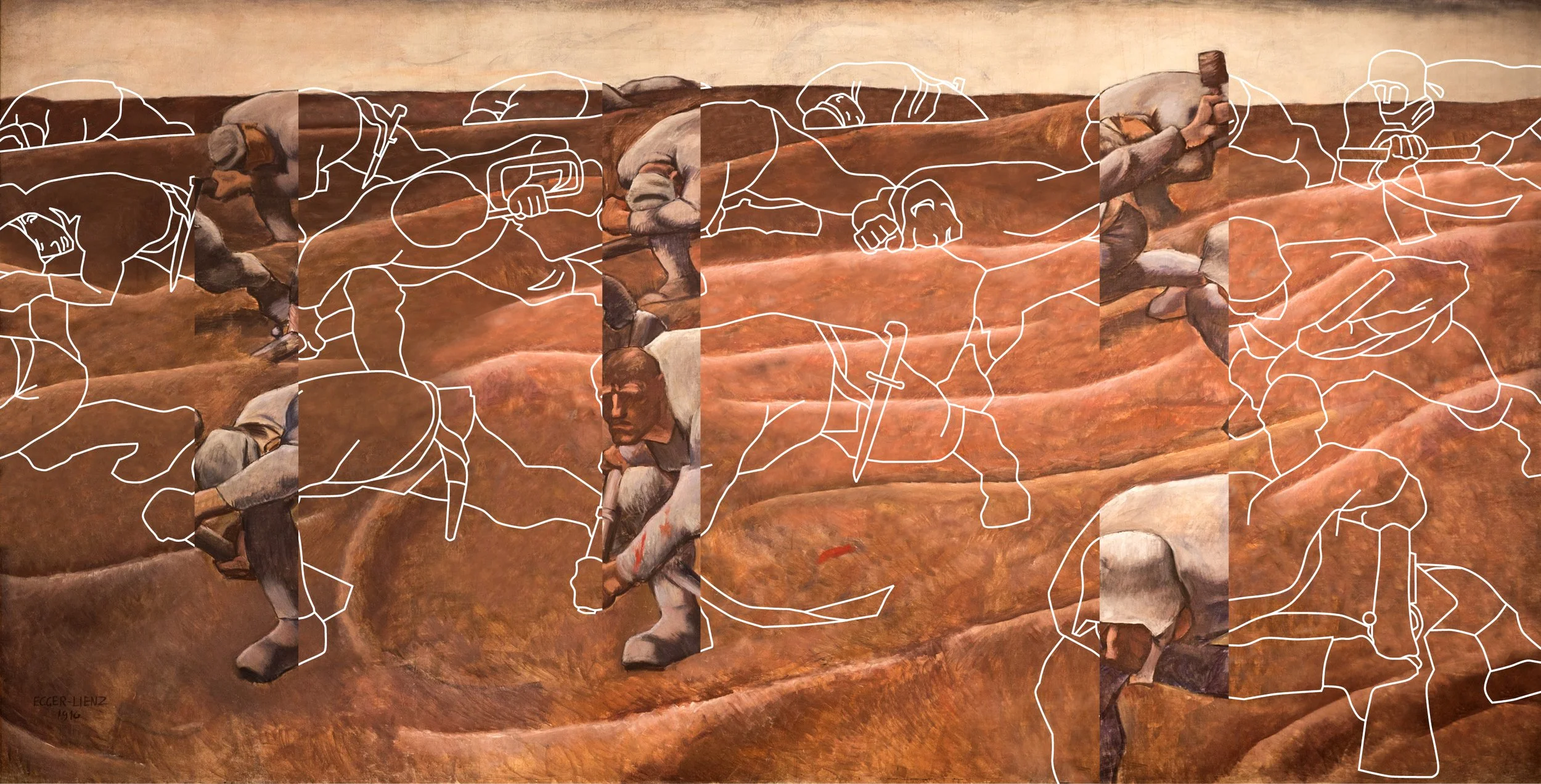 Das Gemälde "Den Namenlosen" von Albin Egger Lienz, bearbeitet von Hati Gerhard Holzinger.