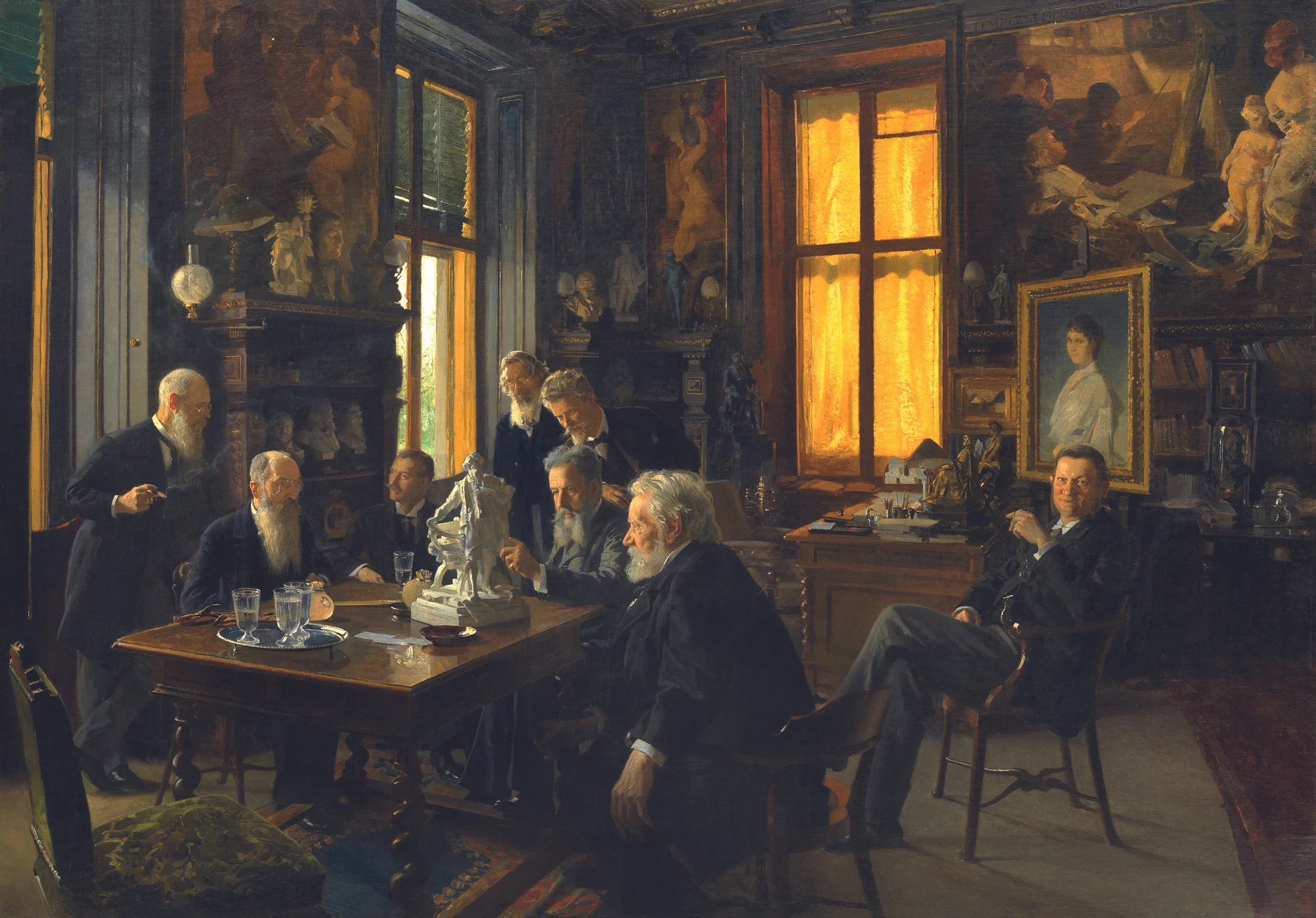 Das Gemälde "Sitzung des Makartdenkmalkomitees" von Alois Hans Schram.