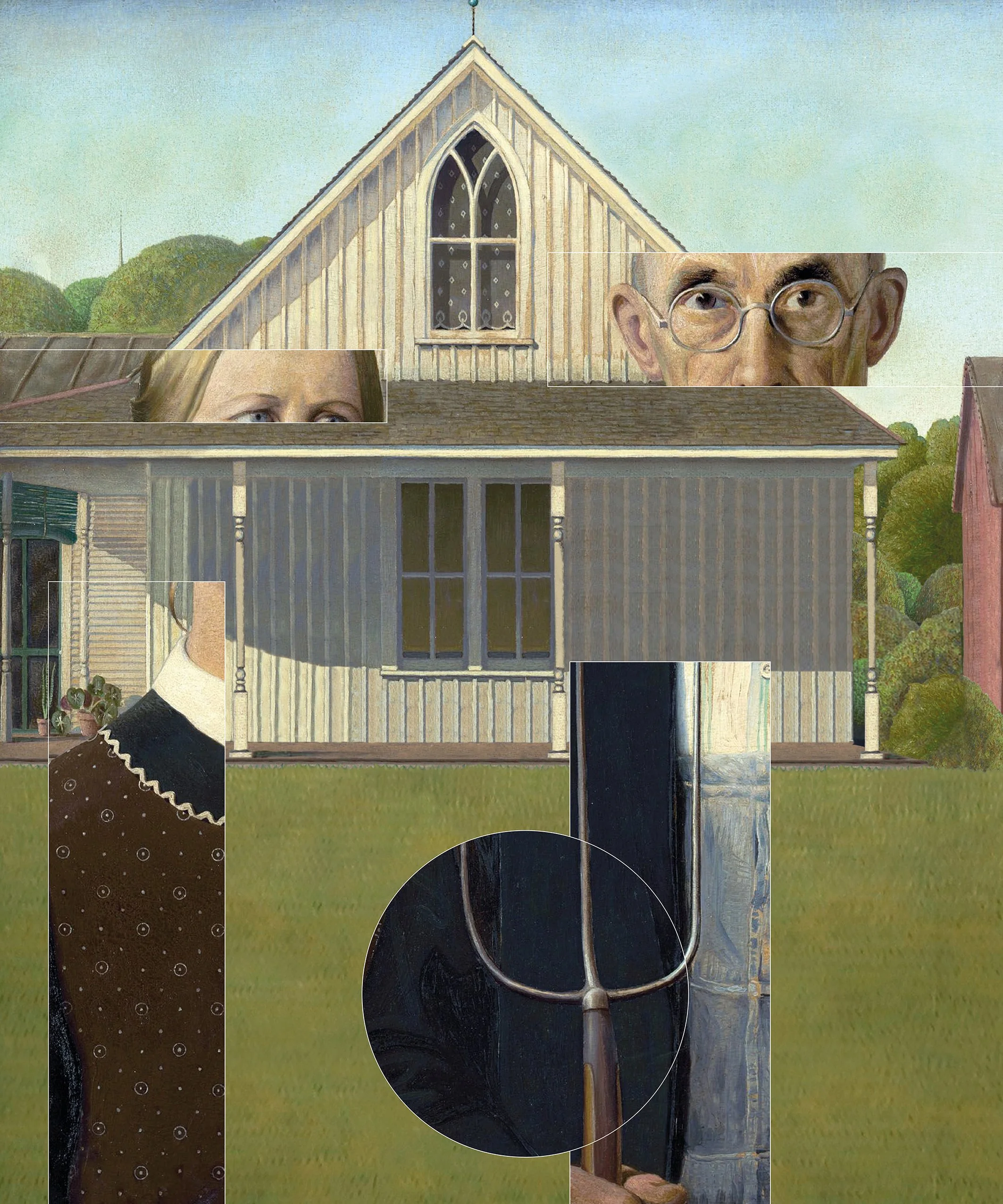 Das Gemälde "American Gothic" von Grant Wood, bearbeitet von Hati Gerhard Holzinger.