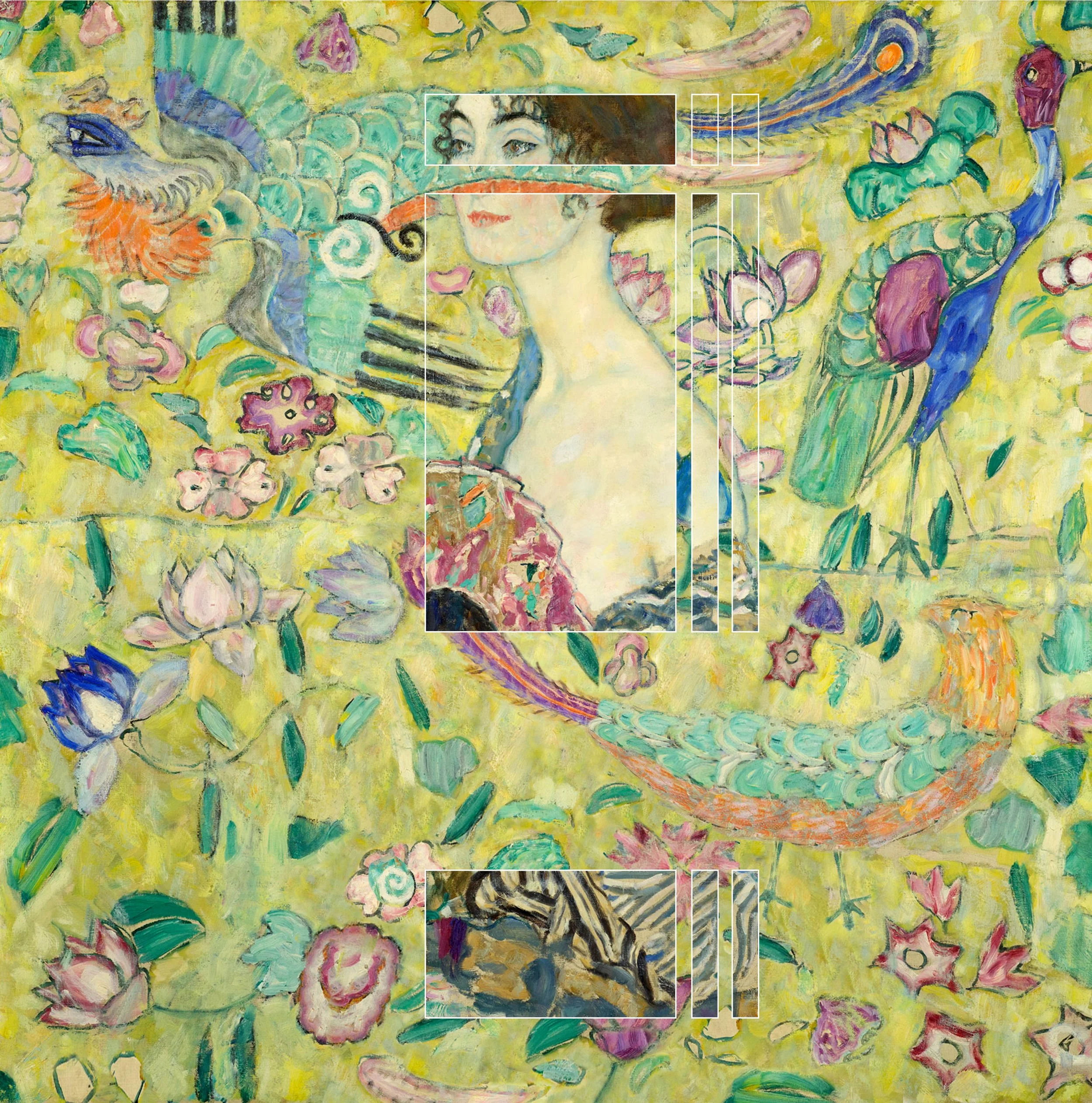 Das Gemälde "Dame mit Fächer" von Gustav Klimt, bearbeitet von Hati Gerhard Holzinger.