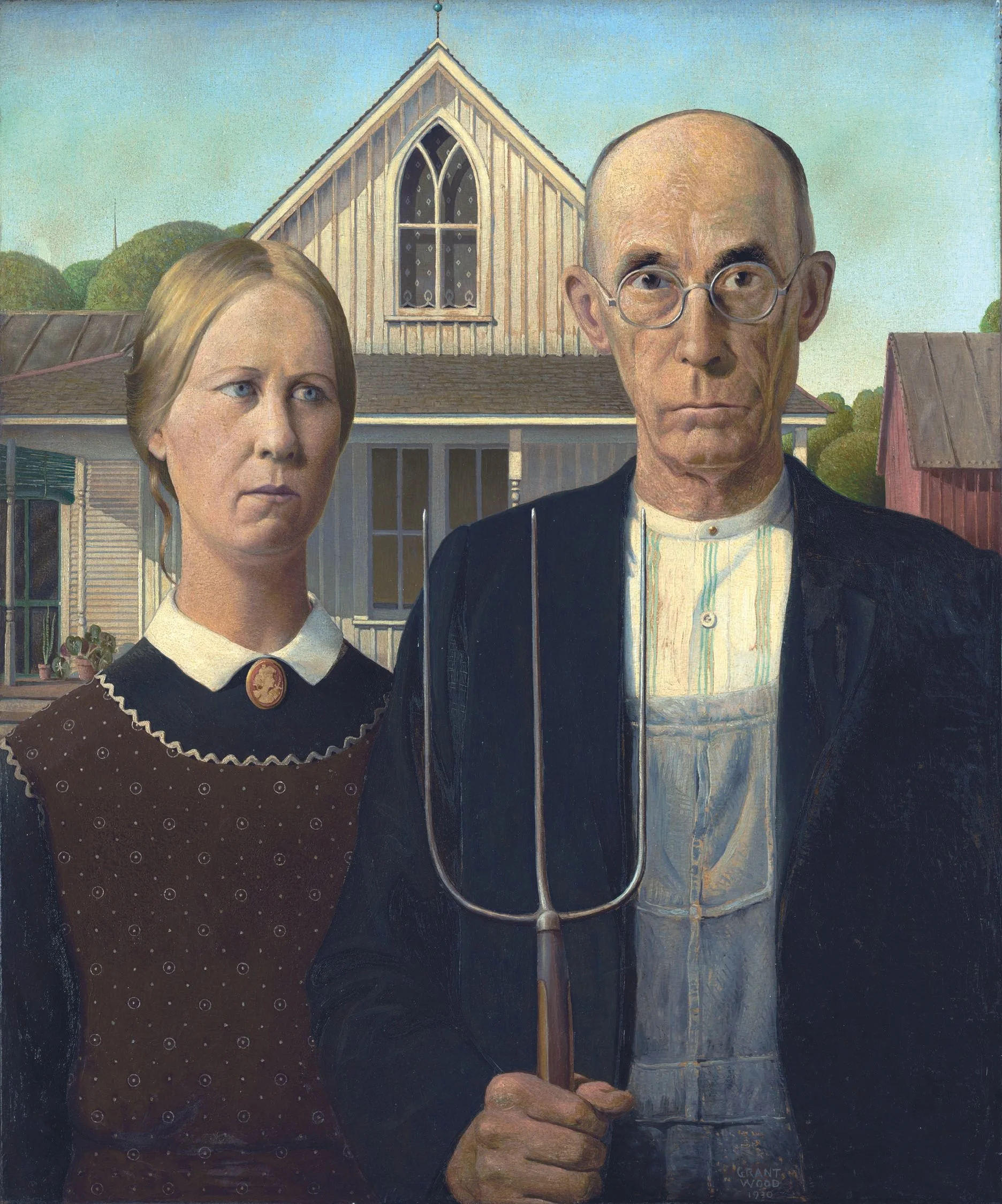 Das Gemälde "American Gothic" von Grant Wood.