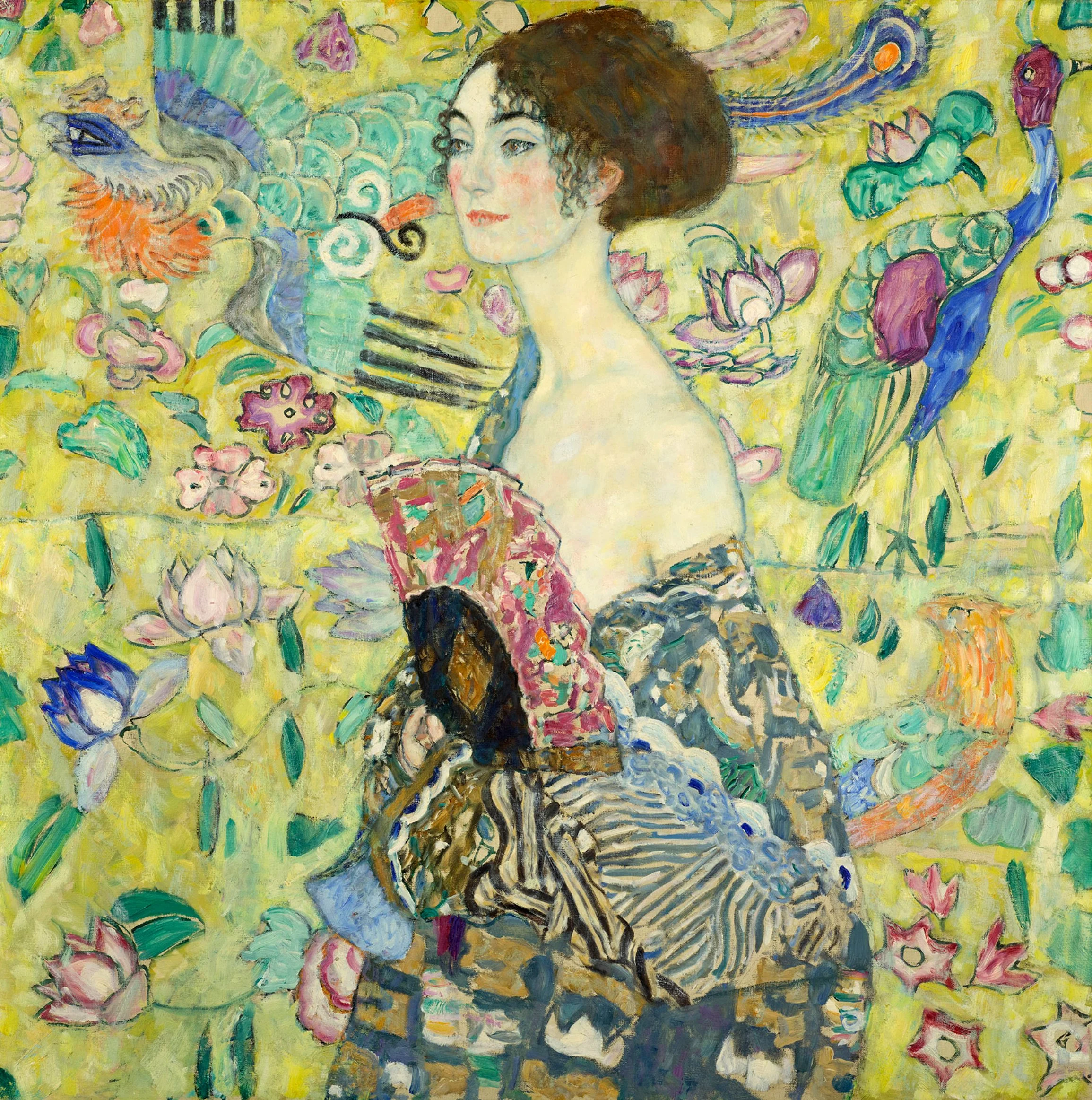 Das Gemälde "Dame mit Fächer" von Gustav Klimt.