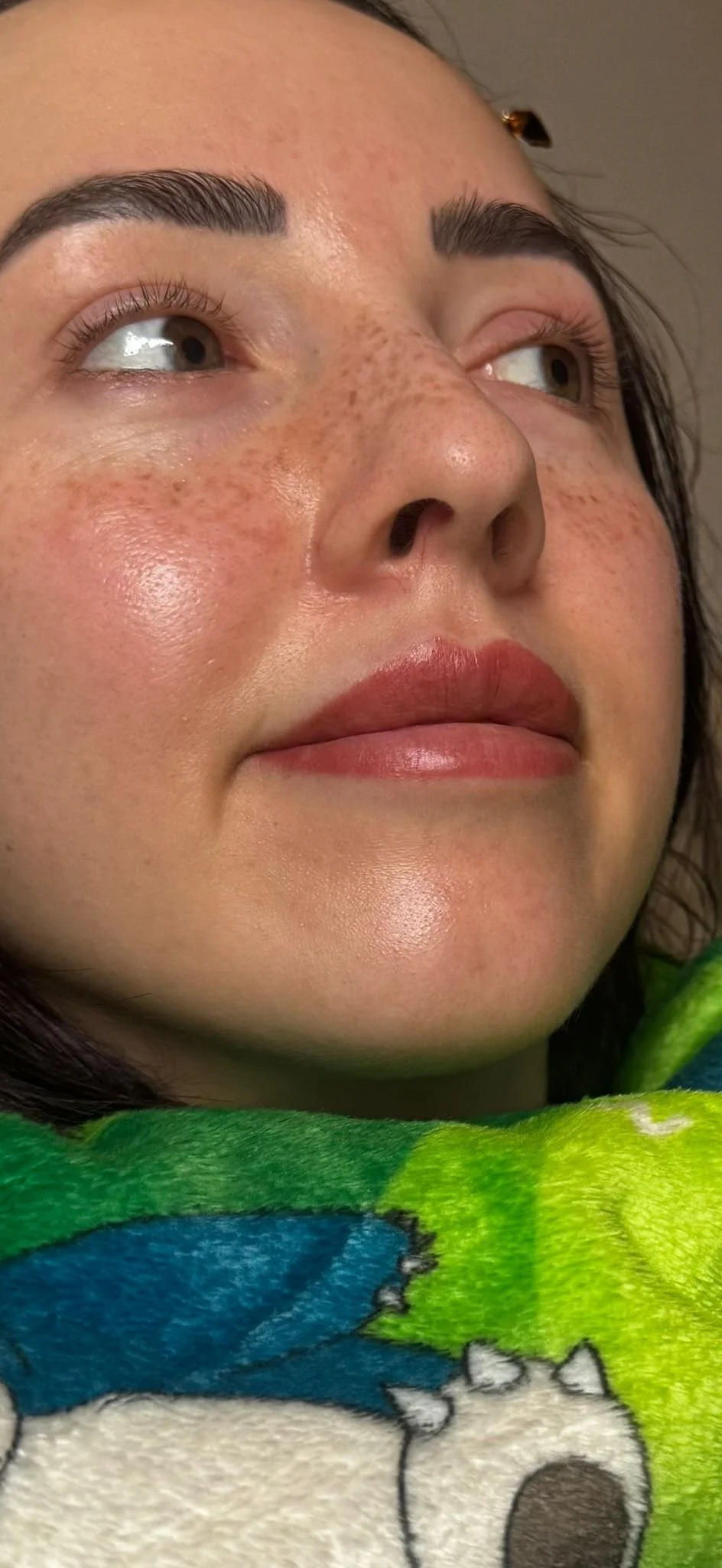 Healed faux freckles freckle tattoo pmu uk Leeds Manchester permanent make-up lip blush 