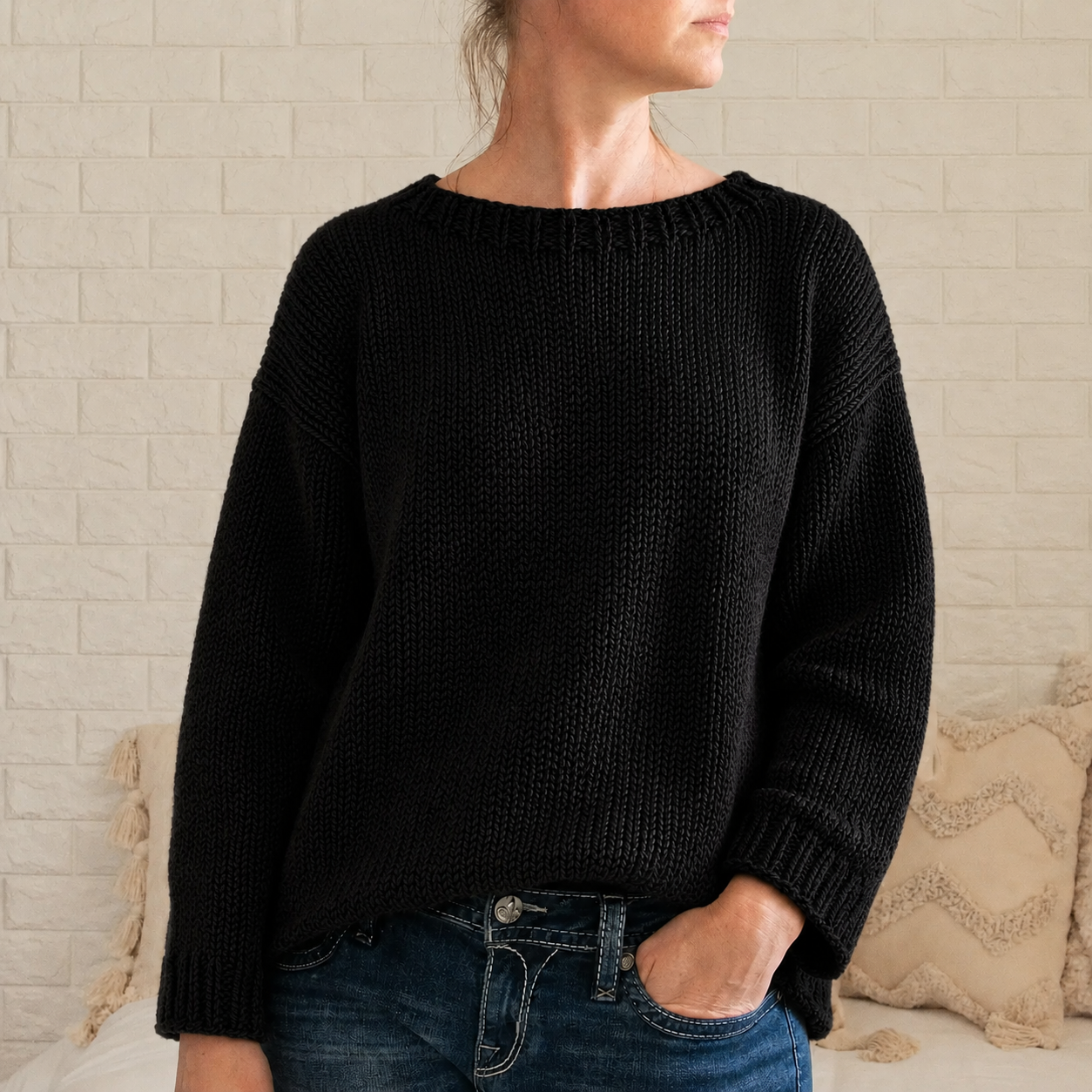 Easy Oversized Poncho Knitting Pattern PDF, Beginner Knit Sweater (Instant Download)