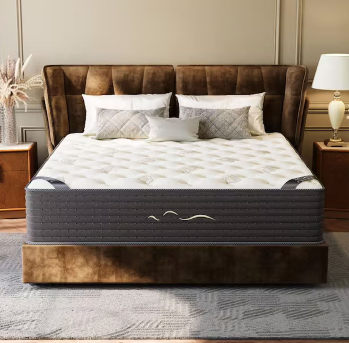 King Firm Hybrid Gel Memory Foam 12 in. Pillow Top Breathable Cashmere Fabric and Flipable Mattress SupportCooling