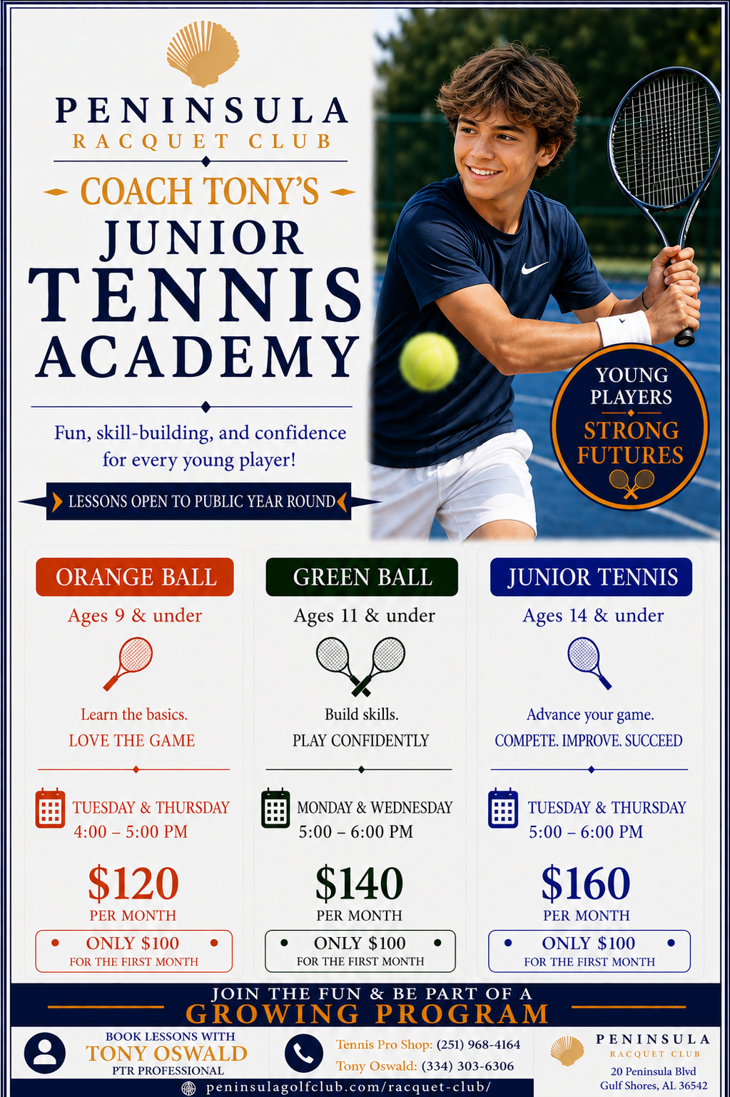 Coach Tony Junior Tennis Flyer