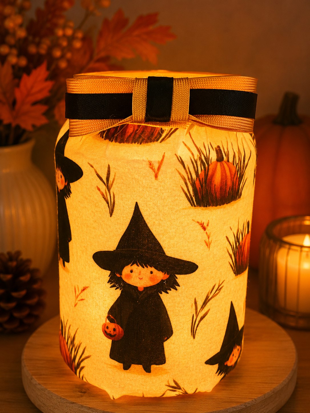 Little Witches Trick or Treating Flameless Candleholder Large