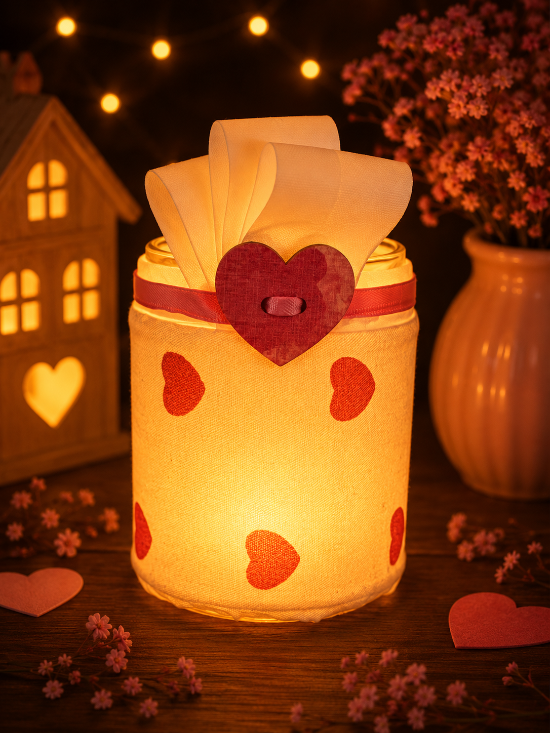 Hearts Galore Flameless Candleholder Small Round
