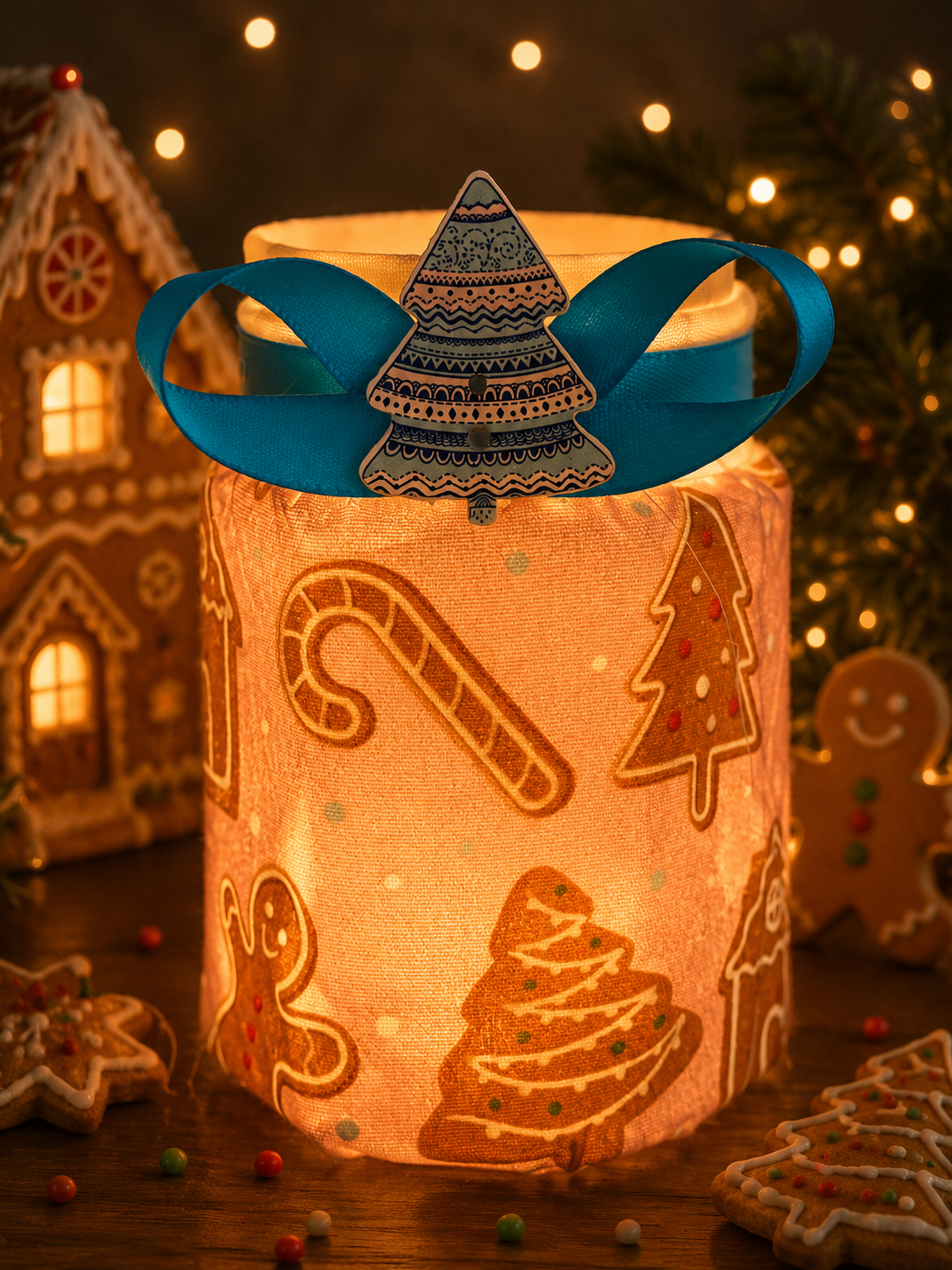 Gingerbread Wonderland in Pink Small Hexagonal
