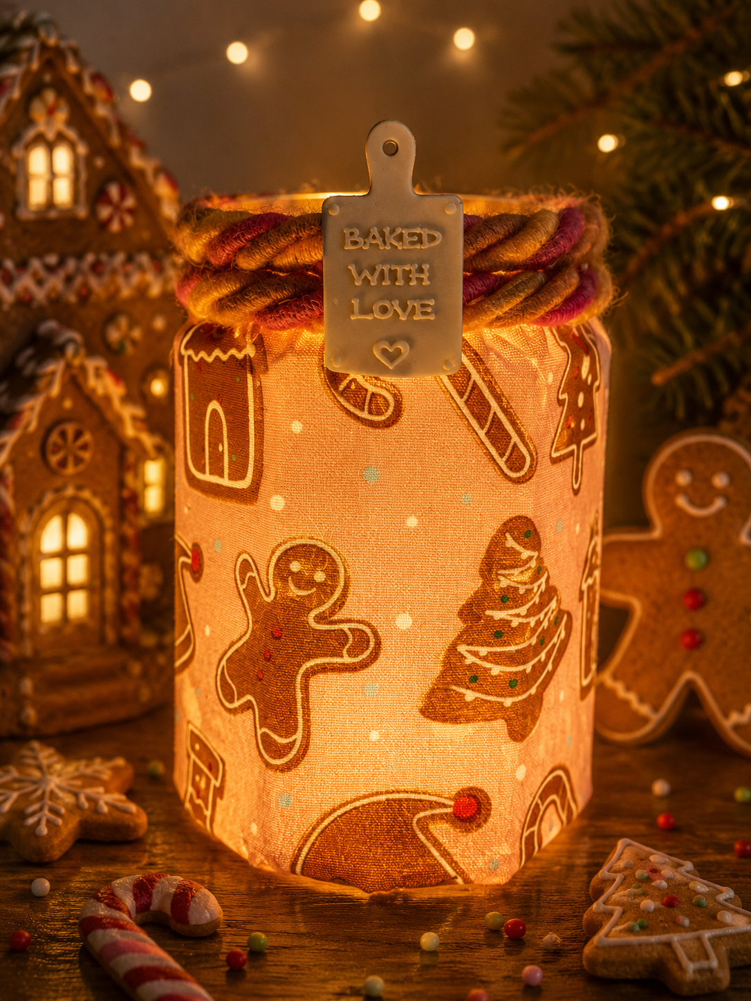 Gingerbread Wonderland in Pink Medium Hexagonal