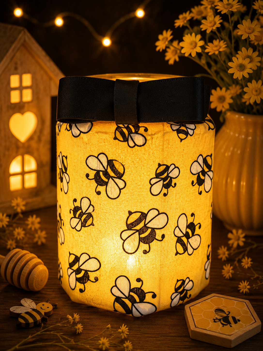 Save the Bees Flameless Candleholder Medium Hexagonal