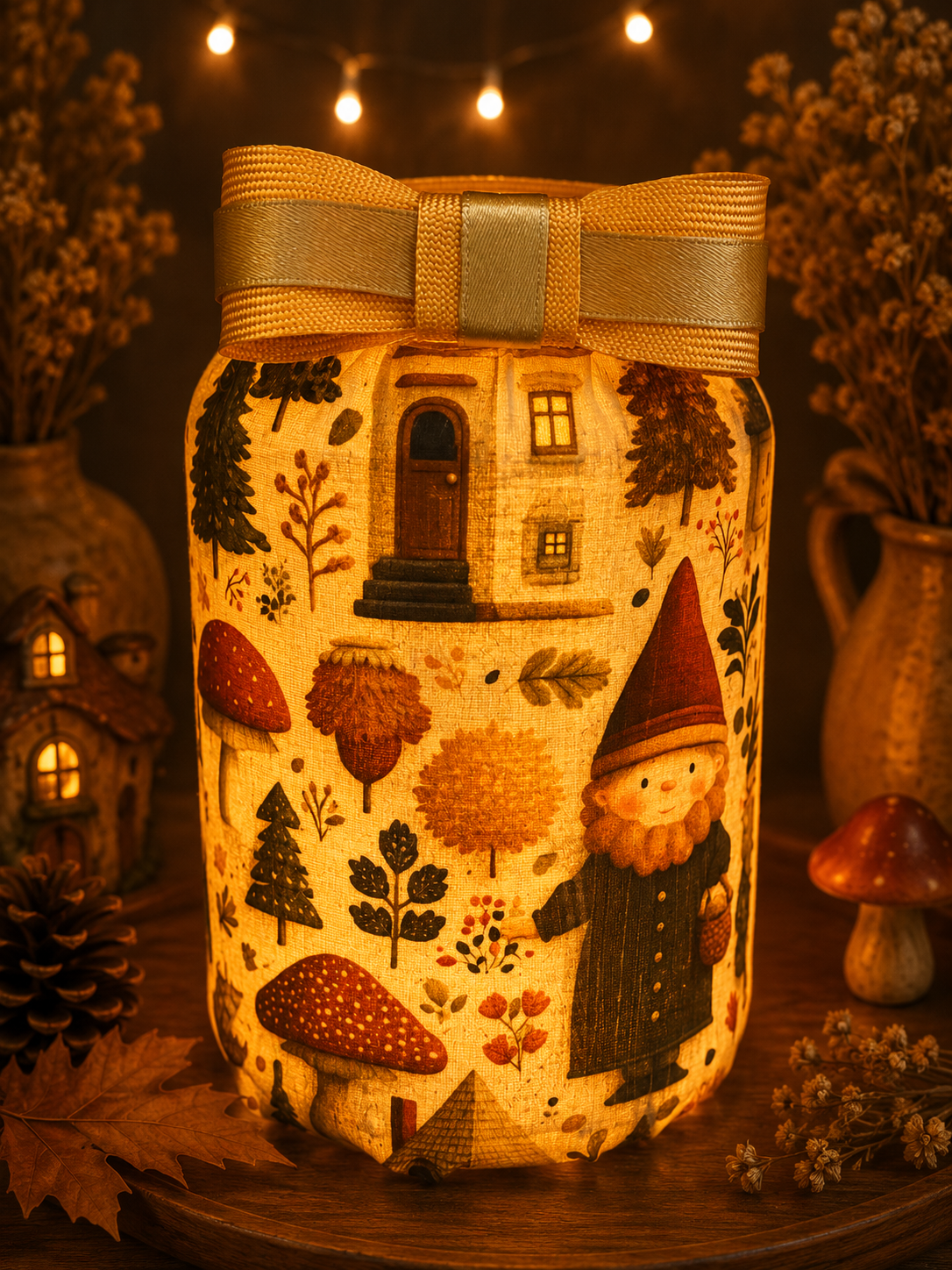 Gnomes at Home Flameless Candleholder Large