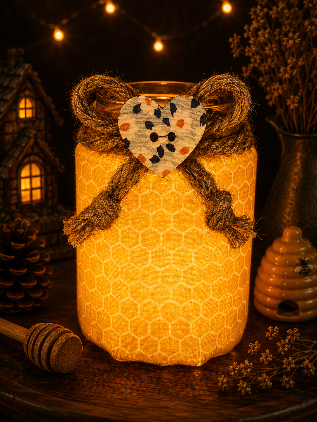 Honeycomb Haze Flameless Candleholder Small Hexagonal