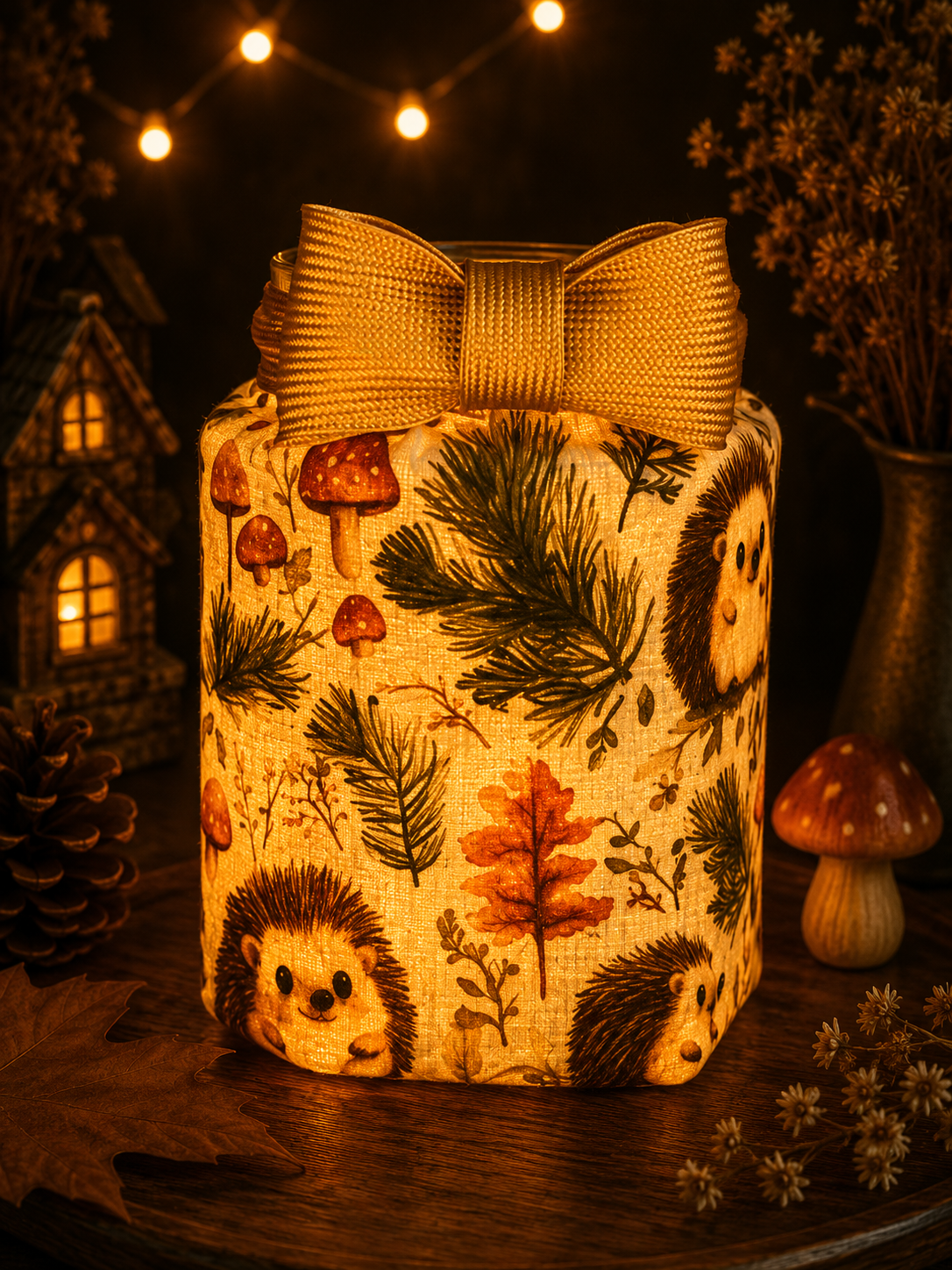 Hedgehog Fun Flameless Candleholder Small Hexagonal