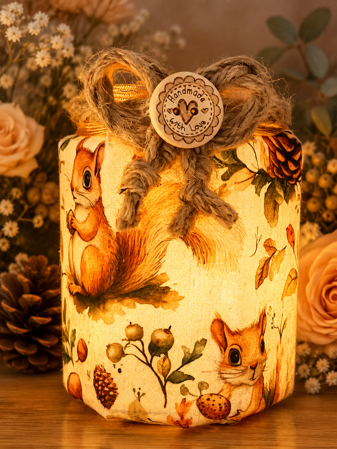 Nutty Squirrels Flameless Candleholder Medium Hexagonal