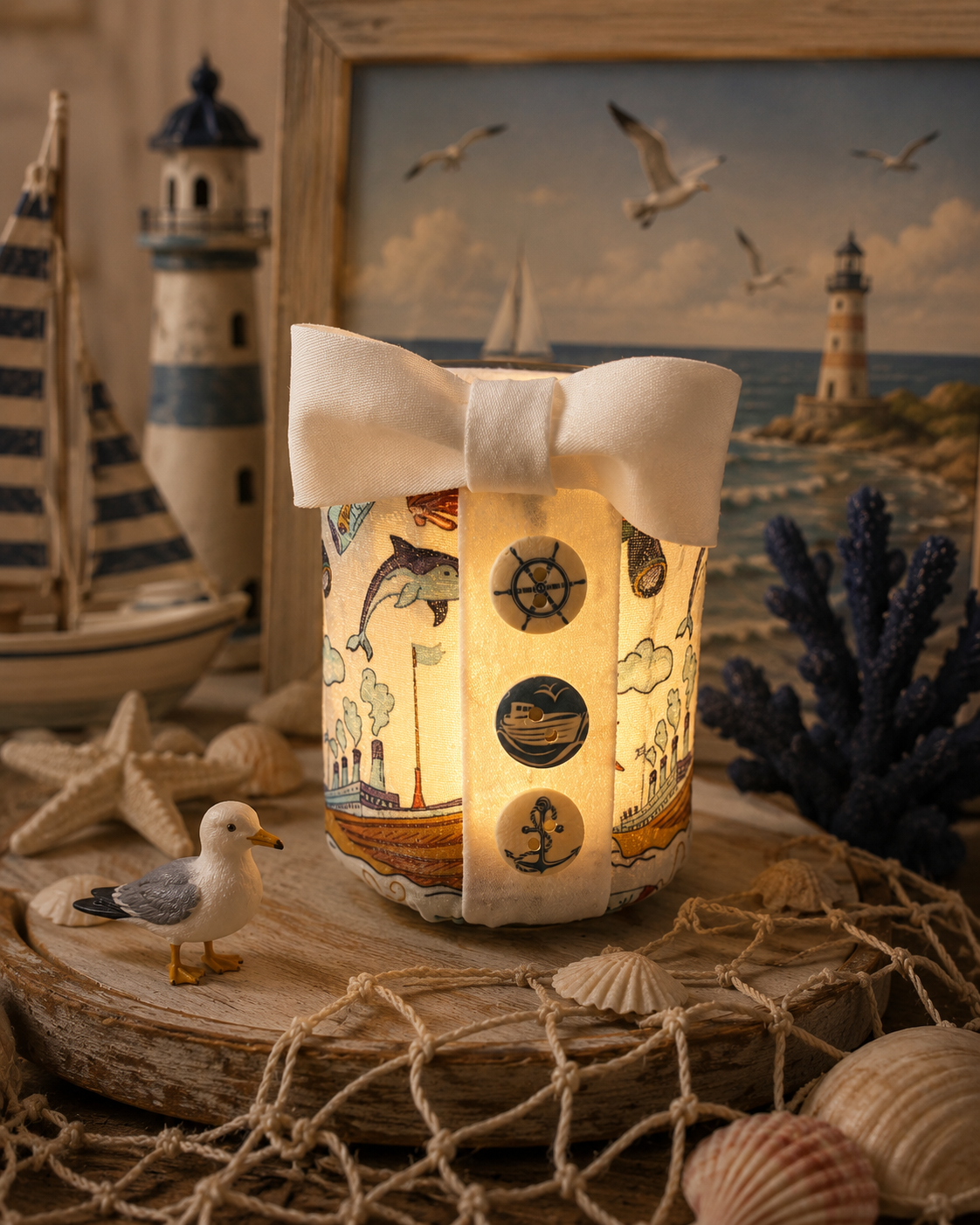 Anchors Away  Flameless Candleholder Small  Hexagonal Preserve