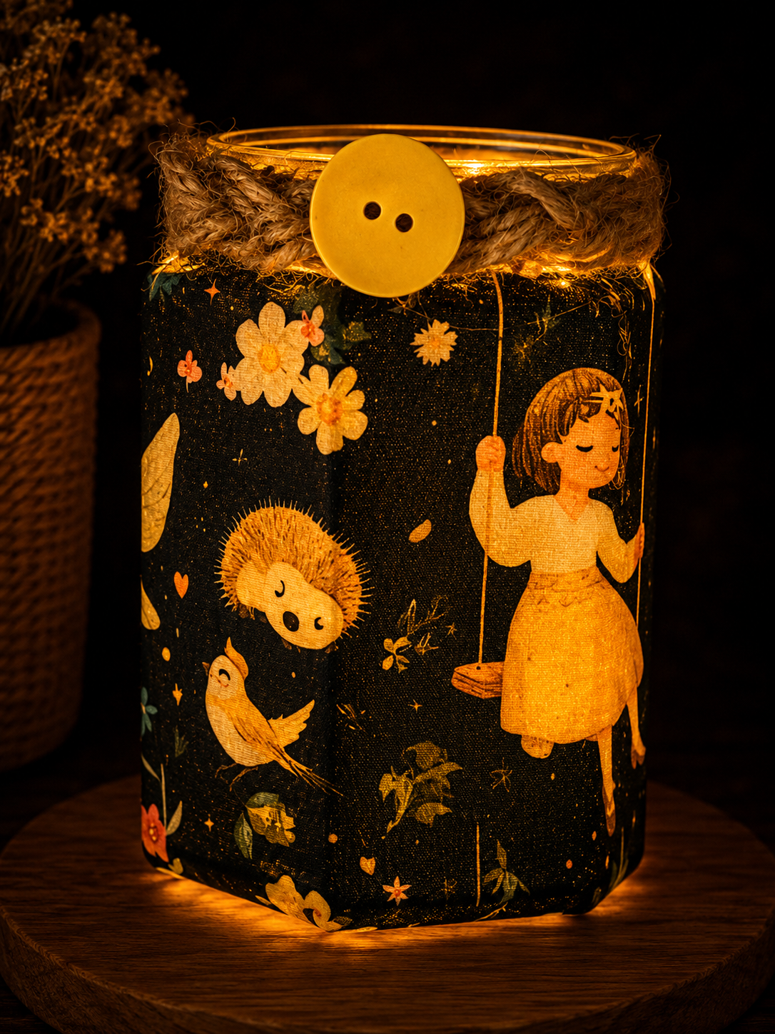 Fairies on Swings Flameless Candleholder Medium Hexagonal