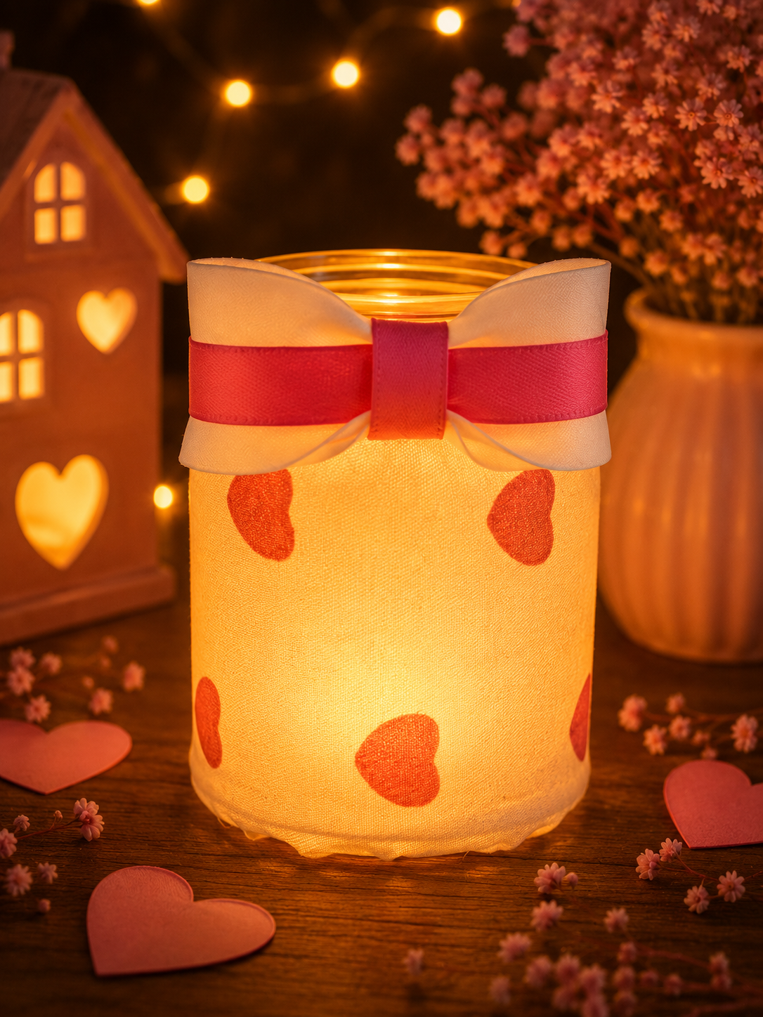 Hearts Galore Flameless Candleholder Small Round