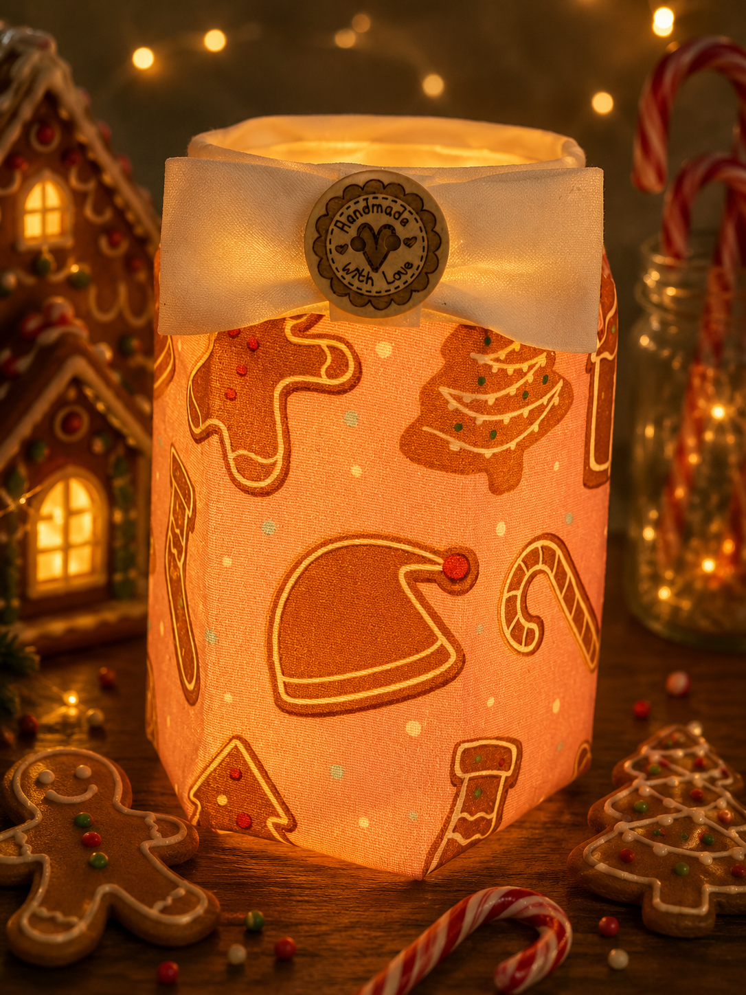 Gingerbread Wonderland in Pink Medium Hexagonal