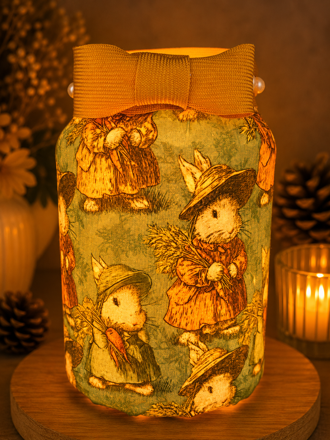 Vintage Rabbit Garden Flameless Candleholder Large