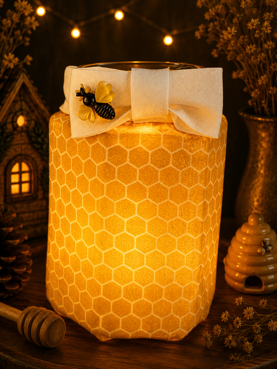 Honeycomb Haze Flameless Candleholder Medium Hexagonal