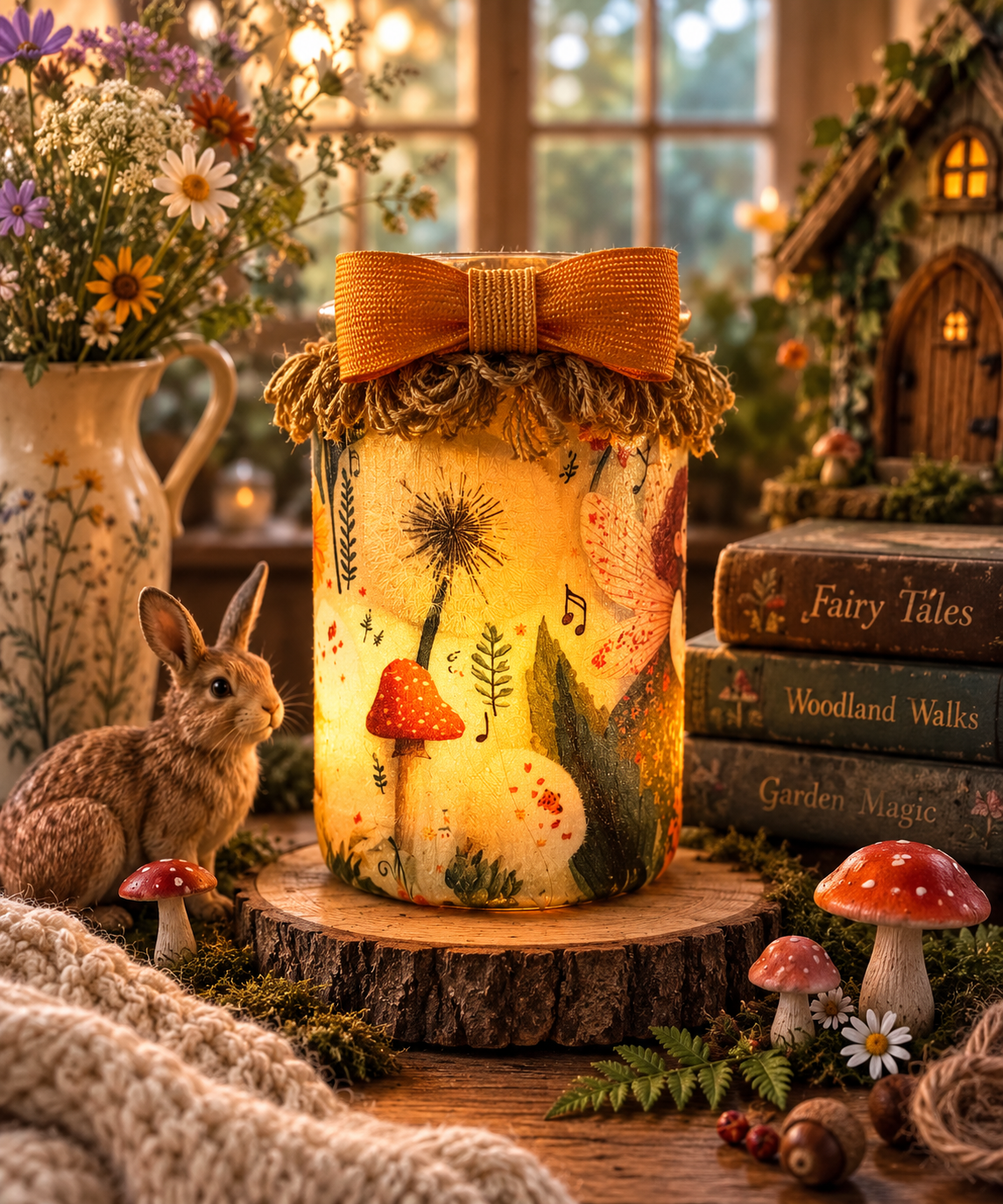 Dandelion Fairy Flameless Candleholder Large Bell Jar