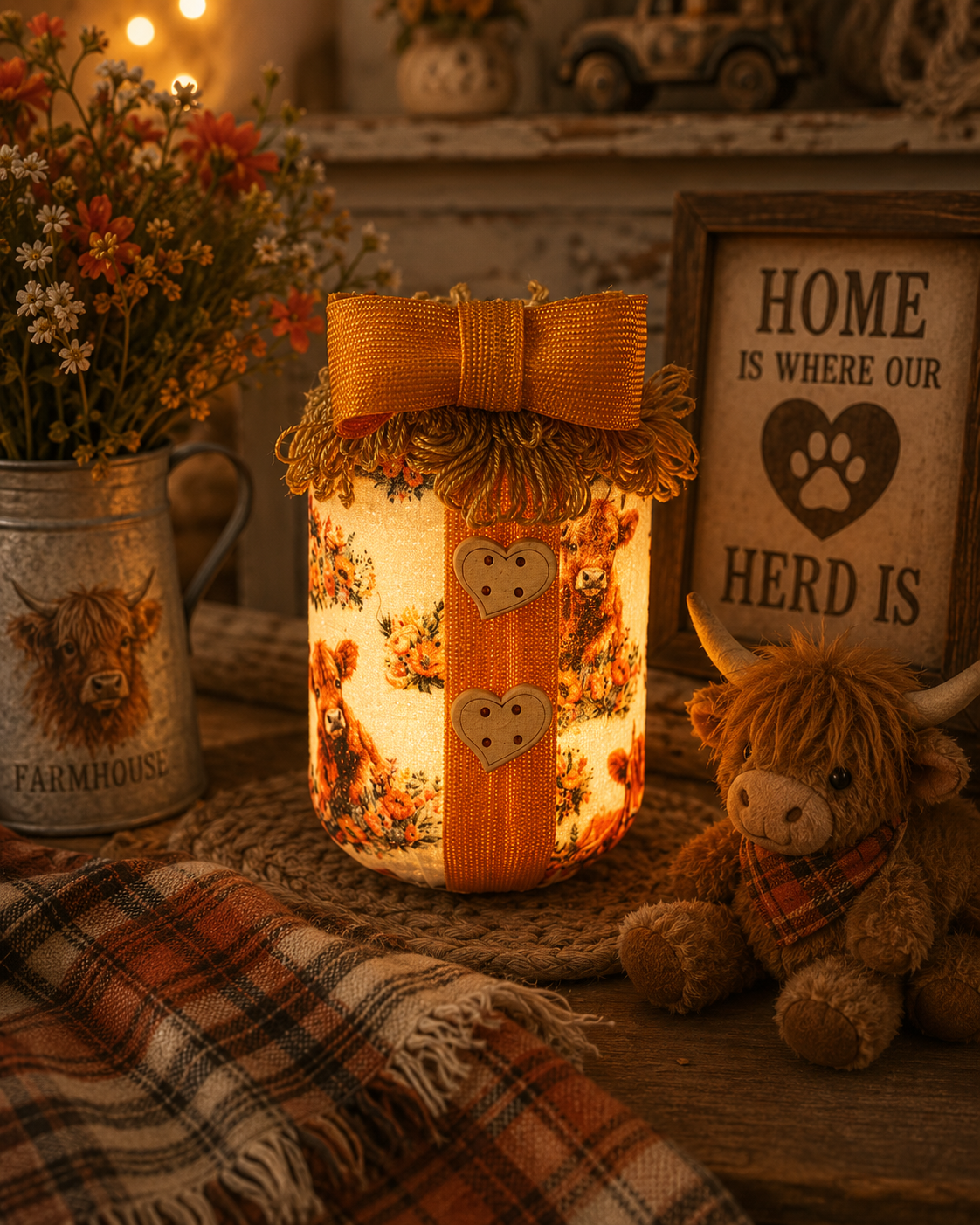 Highland Flowers Flameless Candleholder Small Milk Bottle
