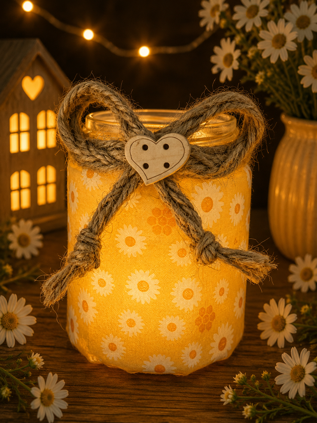 Daisy Craze Flameless Candleholder Small Hexagonal