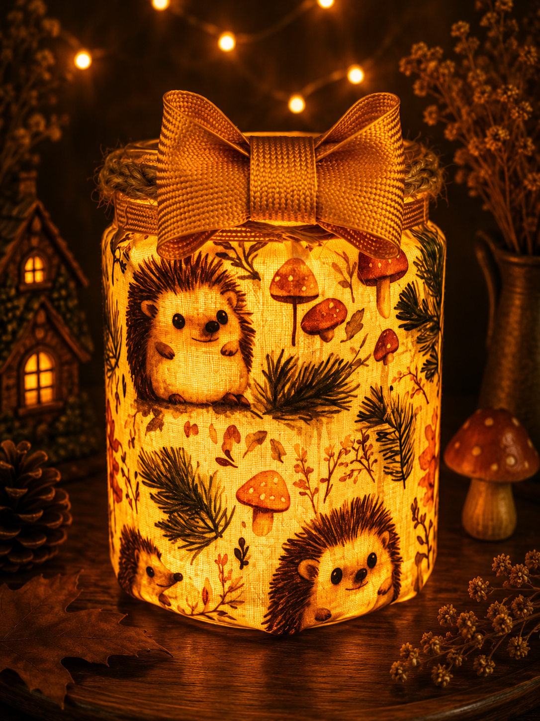 Hedgehog Fun Flameless Candleholder Small Hexagonal