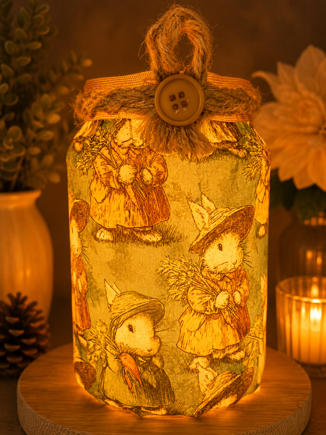 Vintage Rabbit Garden Flameless Candleholder Large
