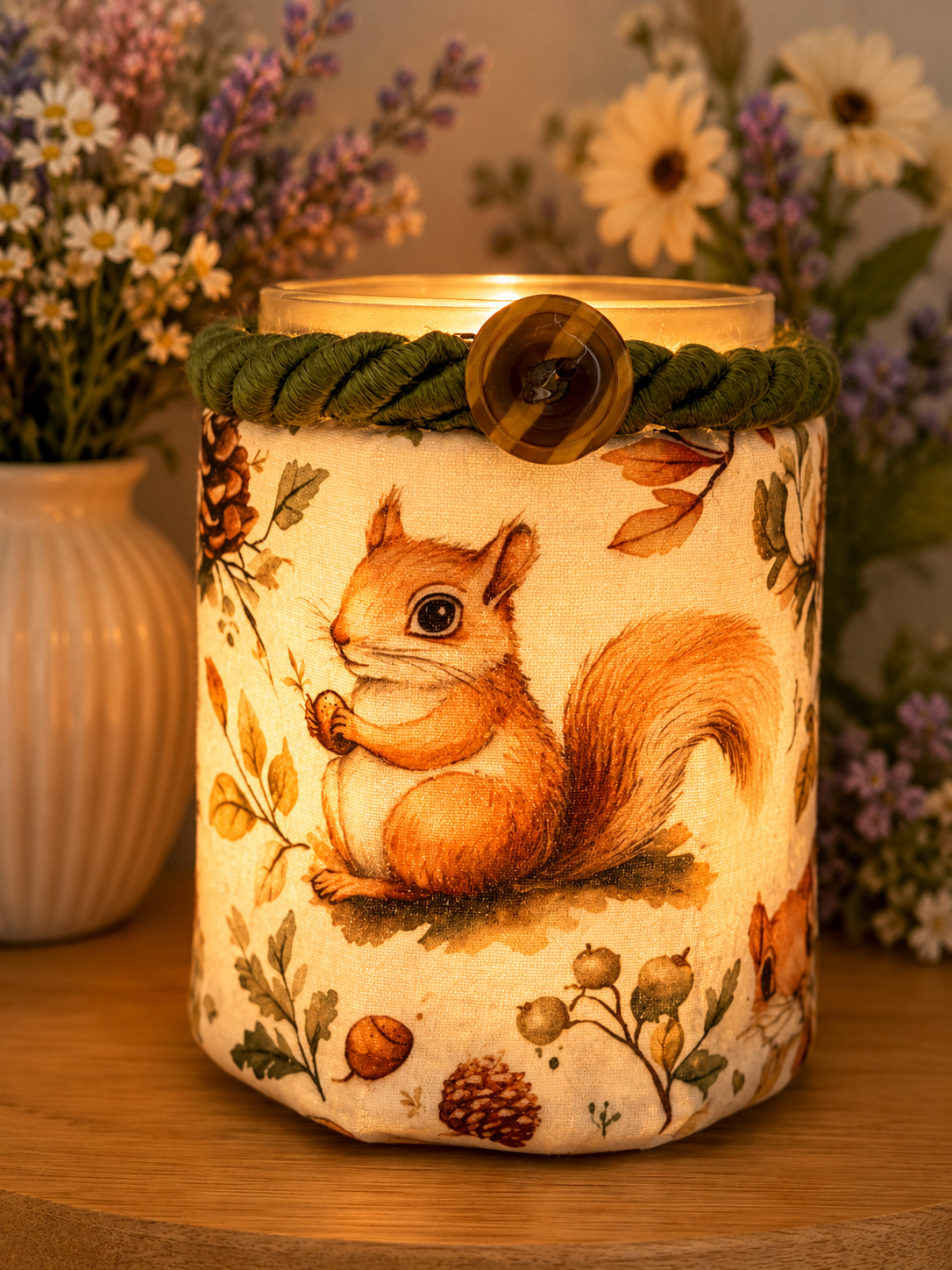 Nutty Squirrels Flameless Candleholder Medium Hexagonal