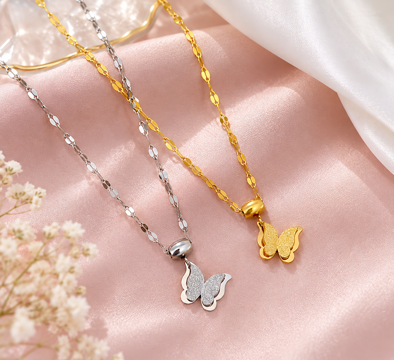 Frosted Matte Butterfly Necklace