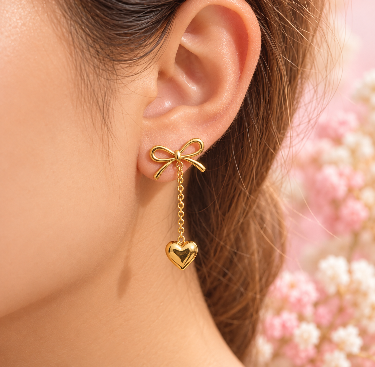 Golden Bow and Heart Earring.png