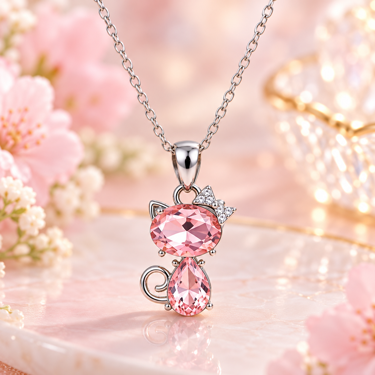 Dreamy Pink Gemstone Cat Pendant.png