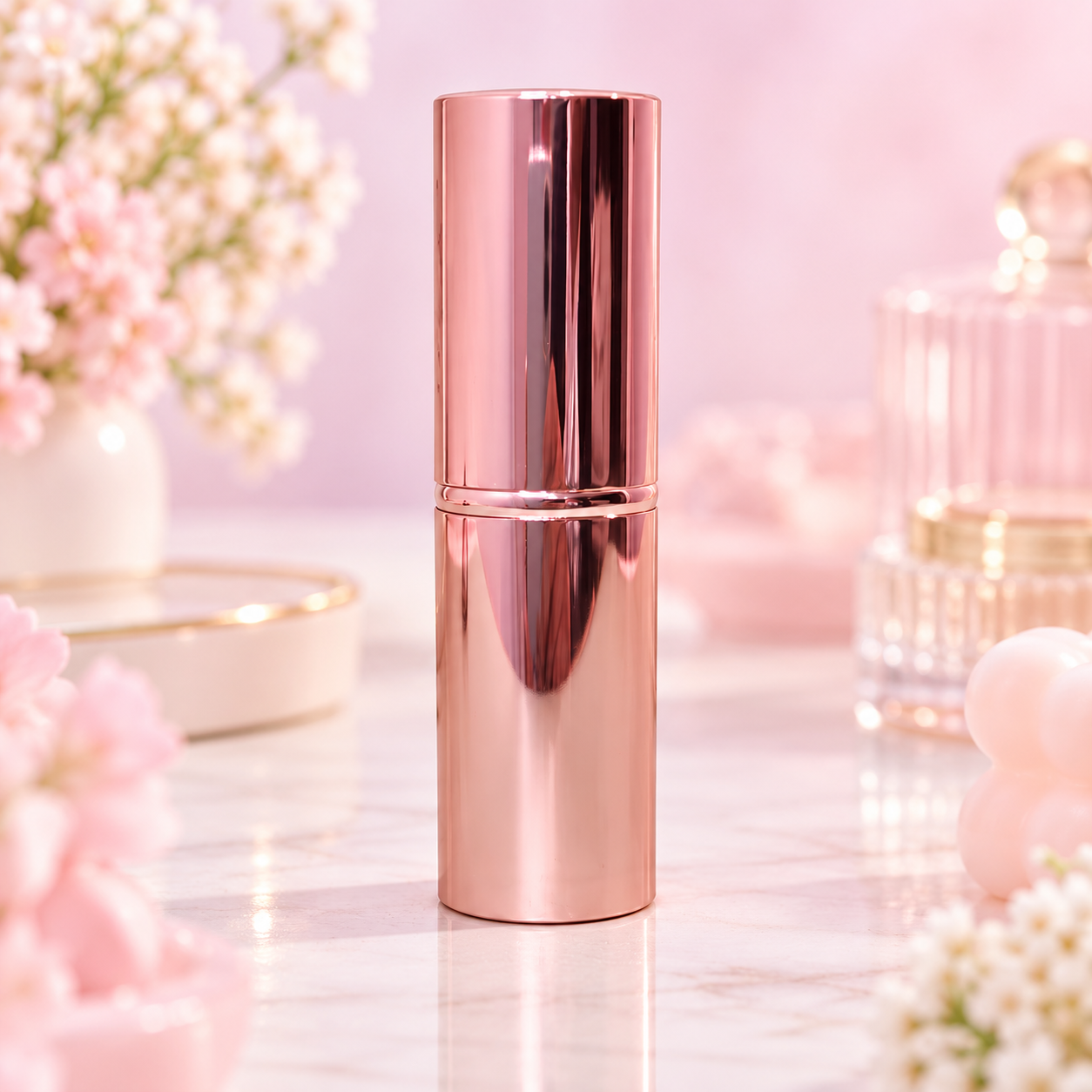 Rose Gold Cosmetic Tube in Dreamy Pink Studio.png