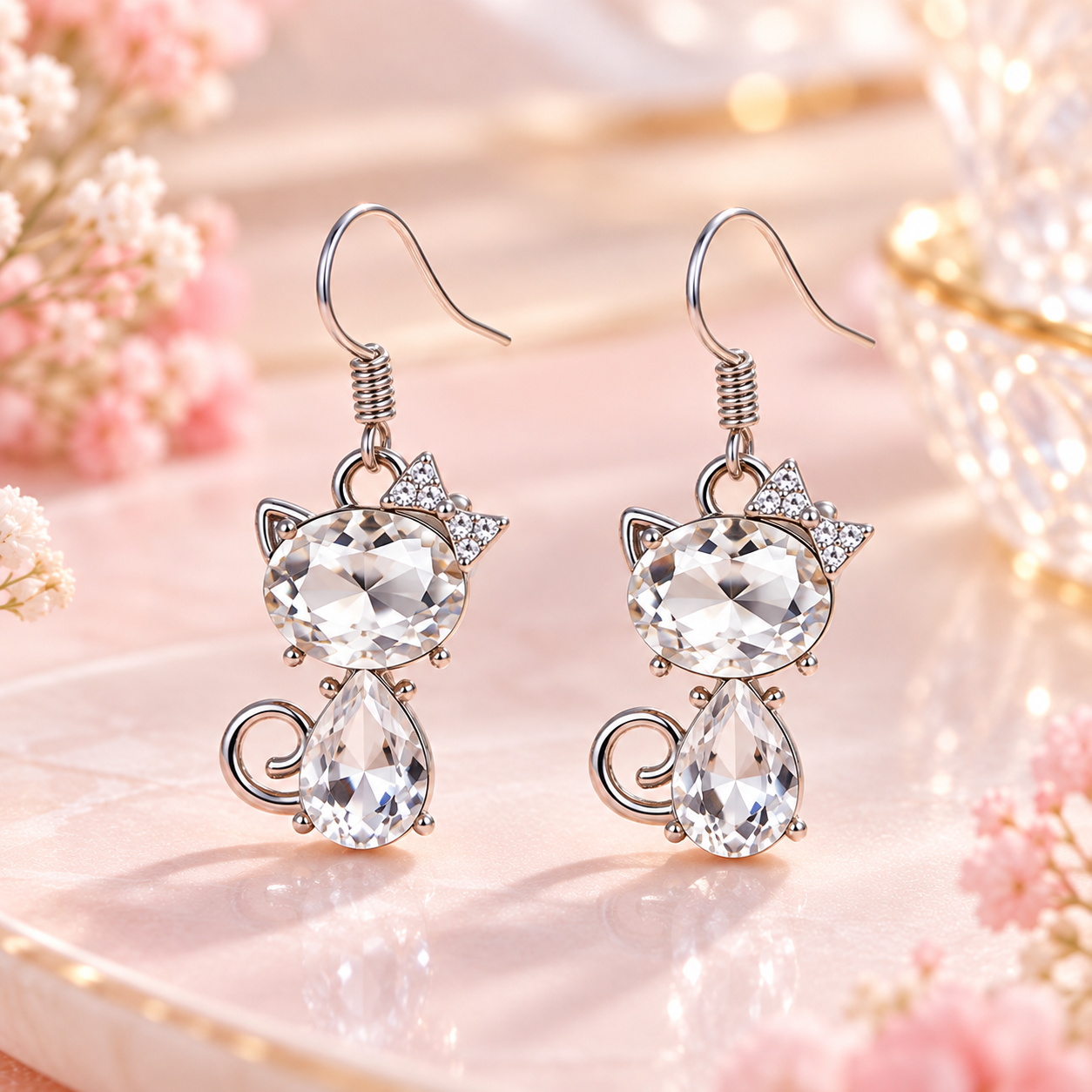 Sparkling Crystal Cat Earrings.png