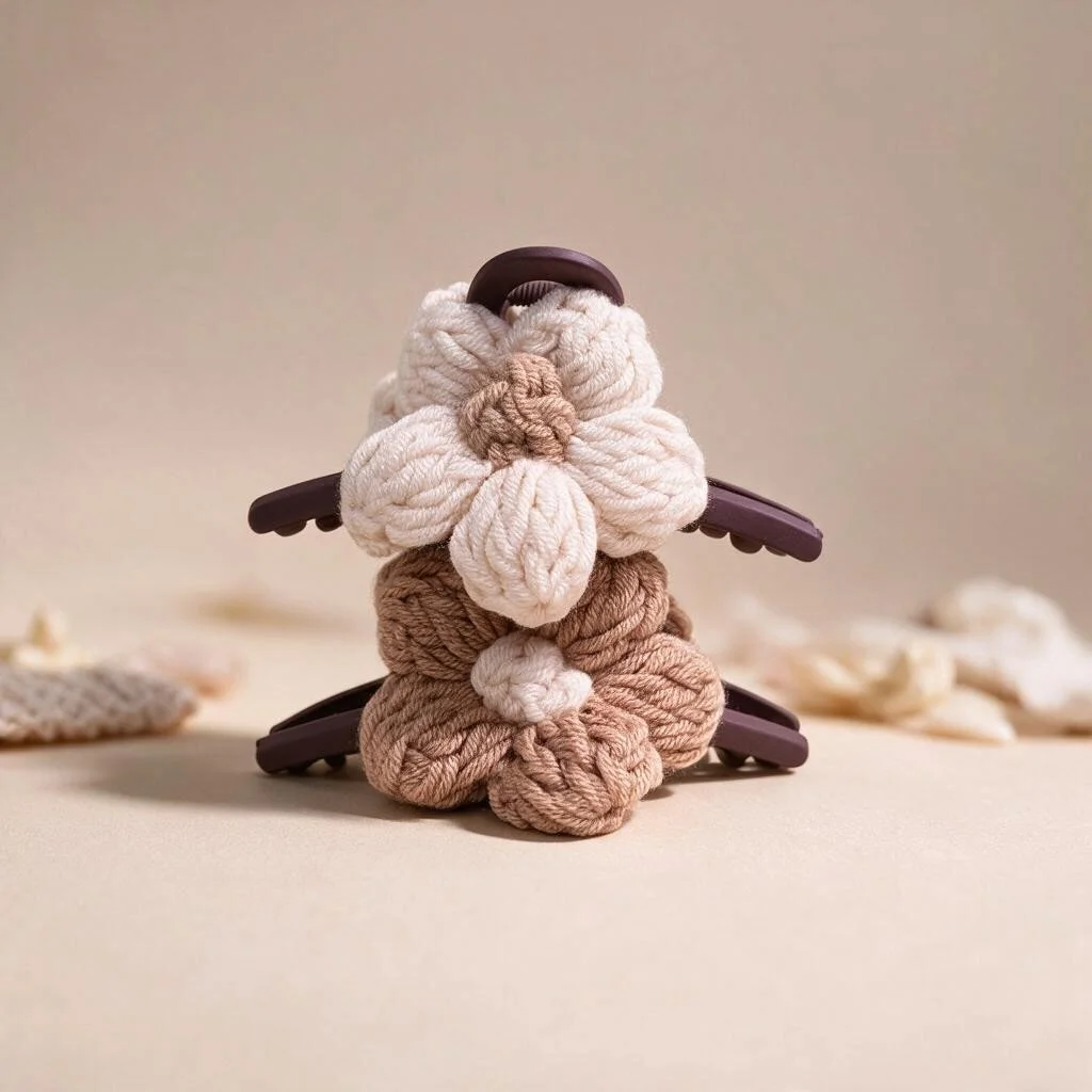 Flower Knitted Hair Clamp