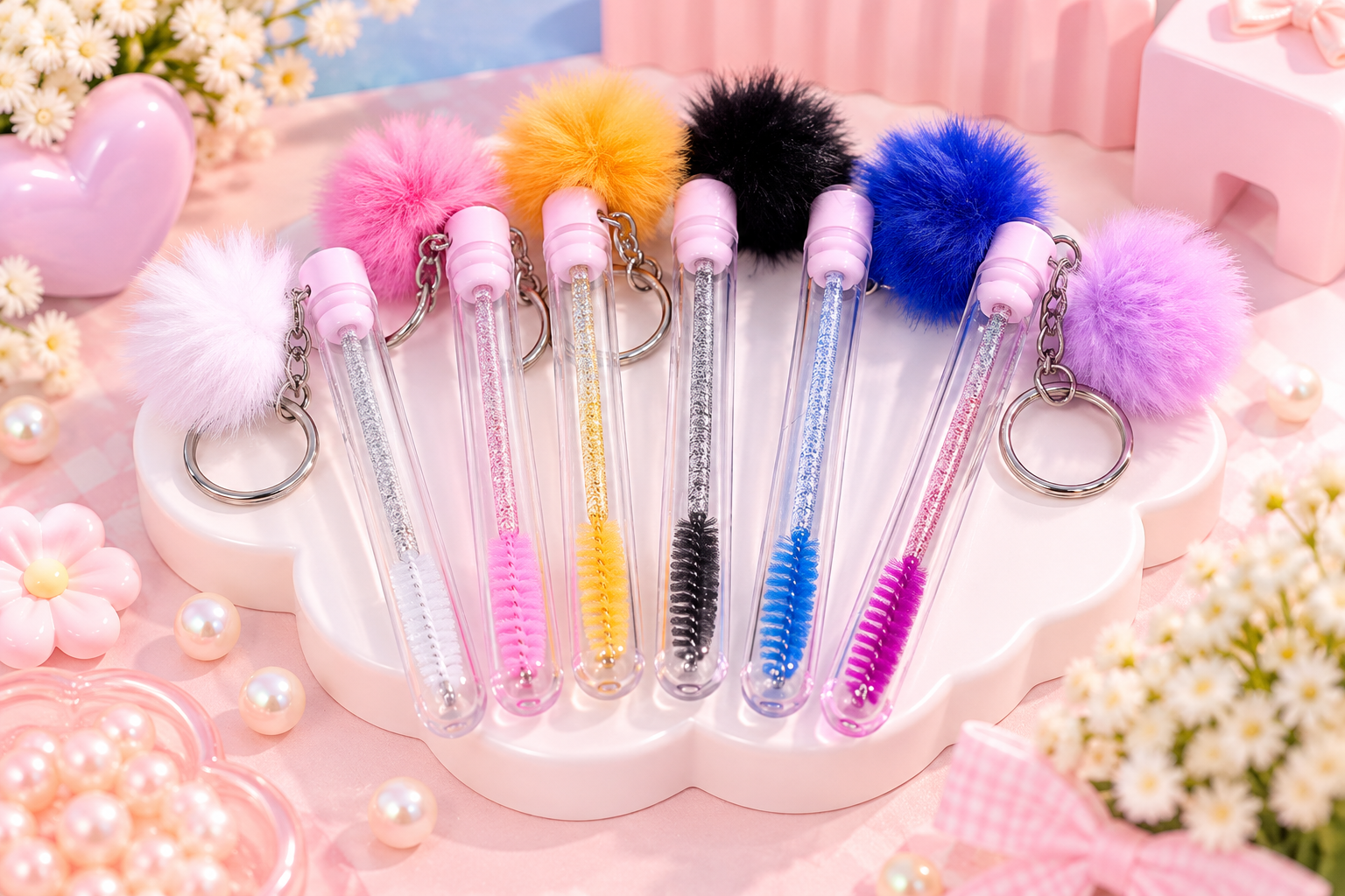 Glitter Lash & Brow Spoolie Keychain