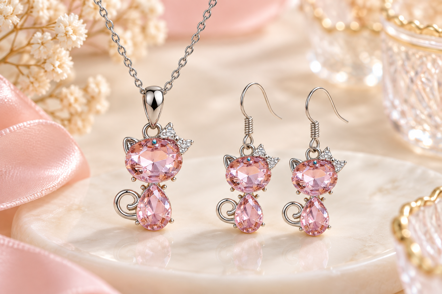 Pink Crystal Cat Jewelry Set.png