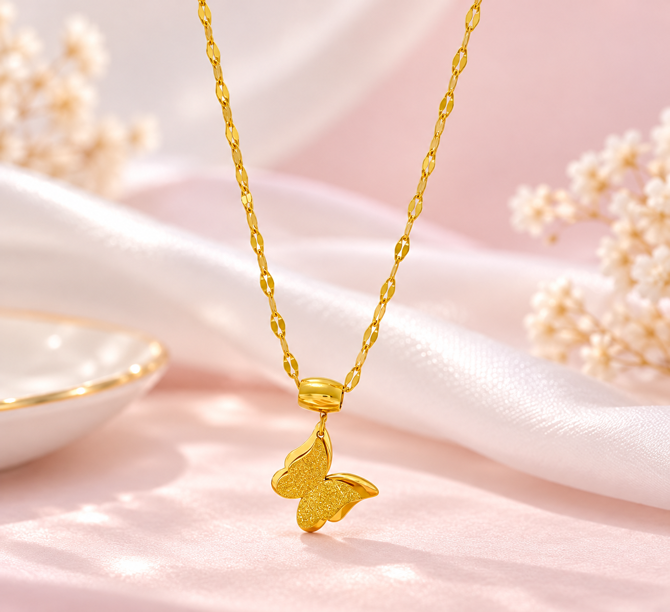 Luxury Gold Butterfly Necklace in Soft Pastels.png