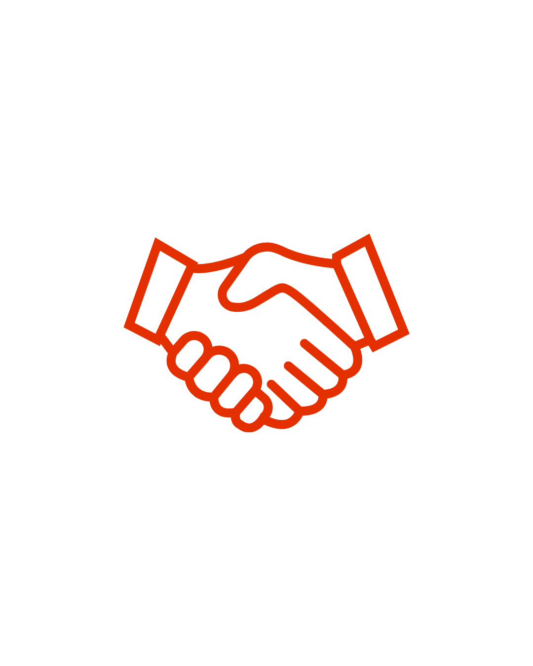 Handschlag-Symbol in roter Linie