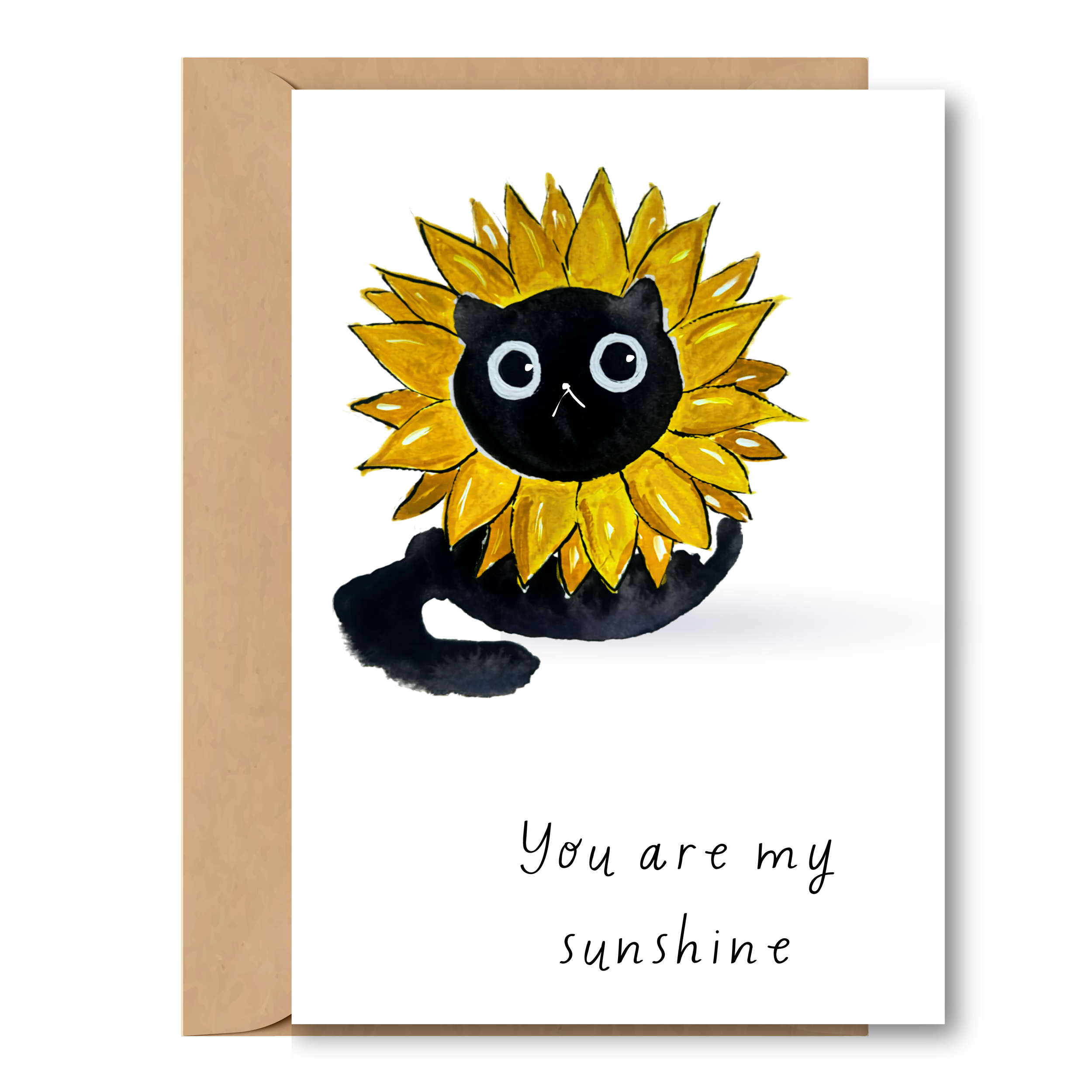 Sunflower Cat greeting card -  A6
