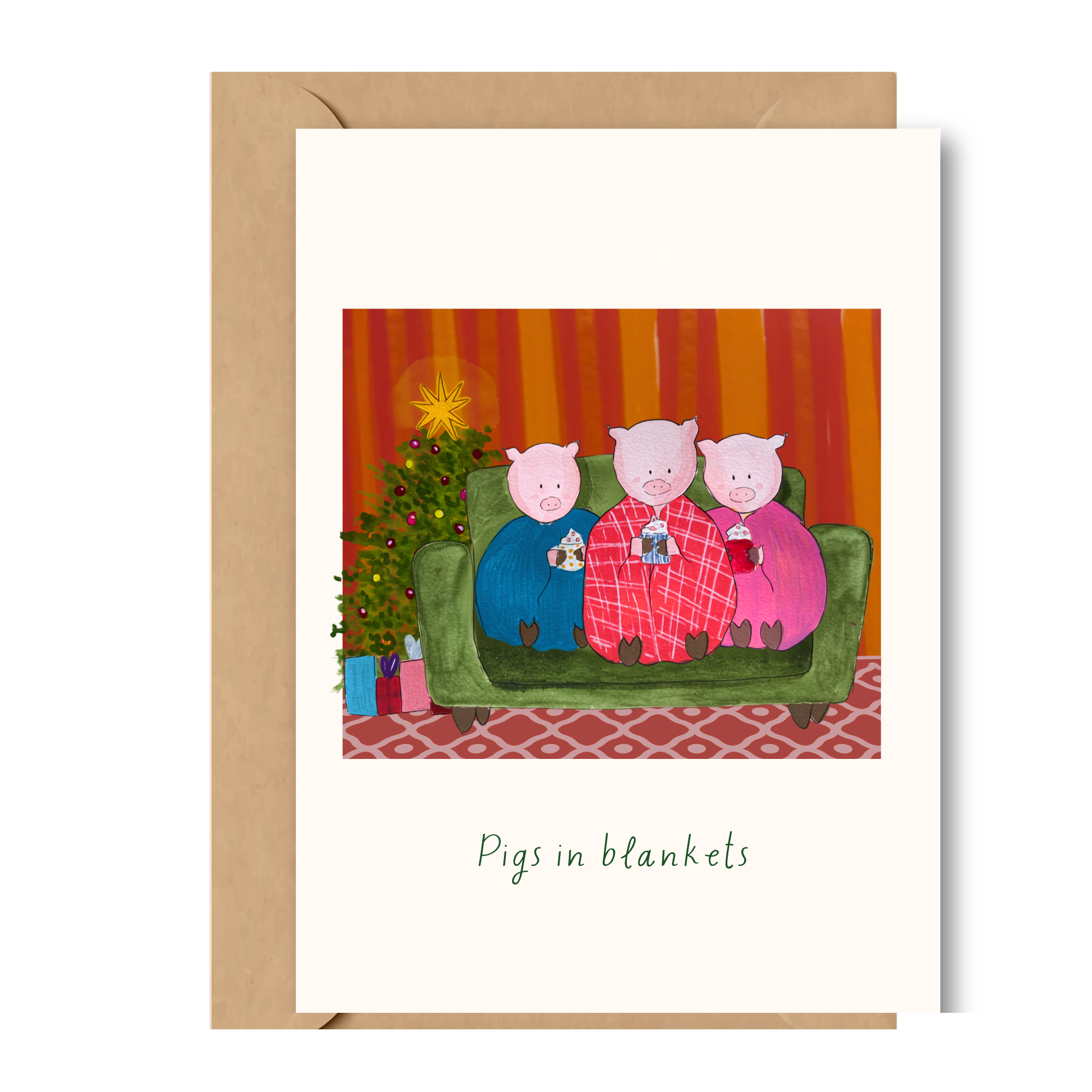 Pigs in blankets Christmas card - A6
