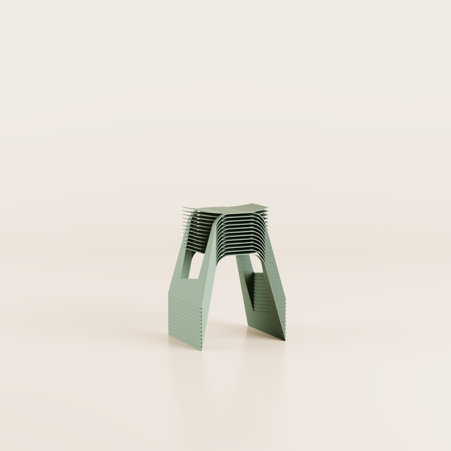 Le tabouret 1 place Ott.01 vert sauge de la Collection Otdr, léger, empilable et résistant. Mobilier outdoor et durable pour le secteur CHR, cafés, hôtels, restaurants, les terrasses et les jardins