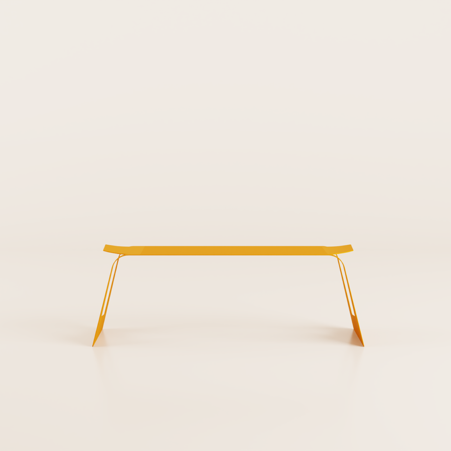 Le banc 3 places Ott.03 orange de la Collection Otdr, léger, empilable et résistant. Mobilier outdoor et durable pour le secteur CHR, cafés, hôtels, restaurants, les terrasses et les jardins