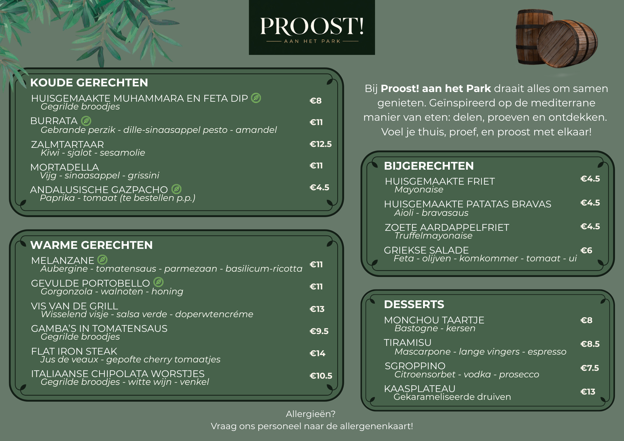 menukaart diner