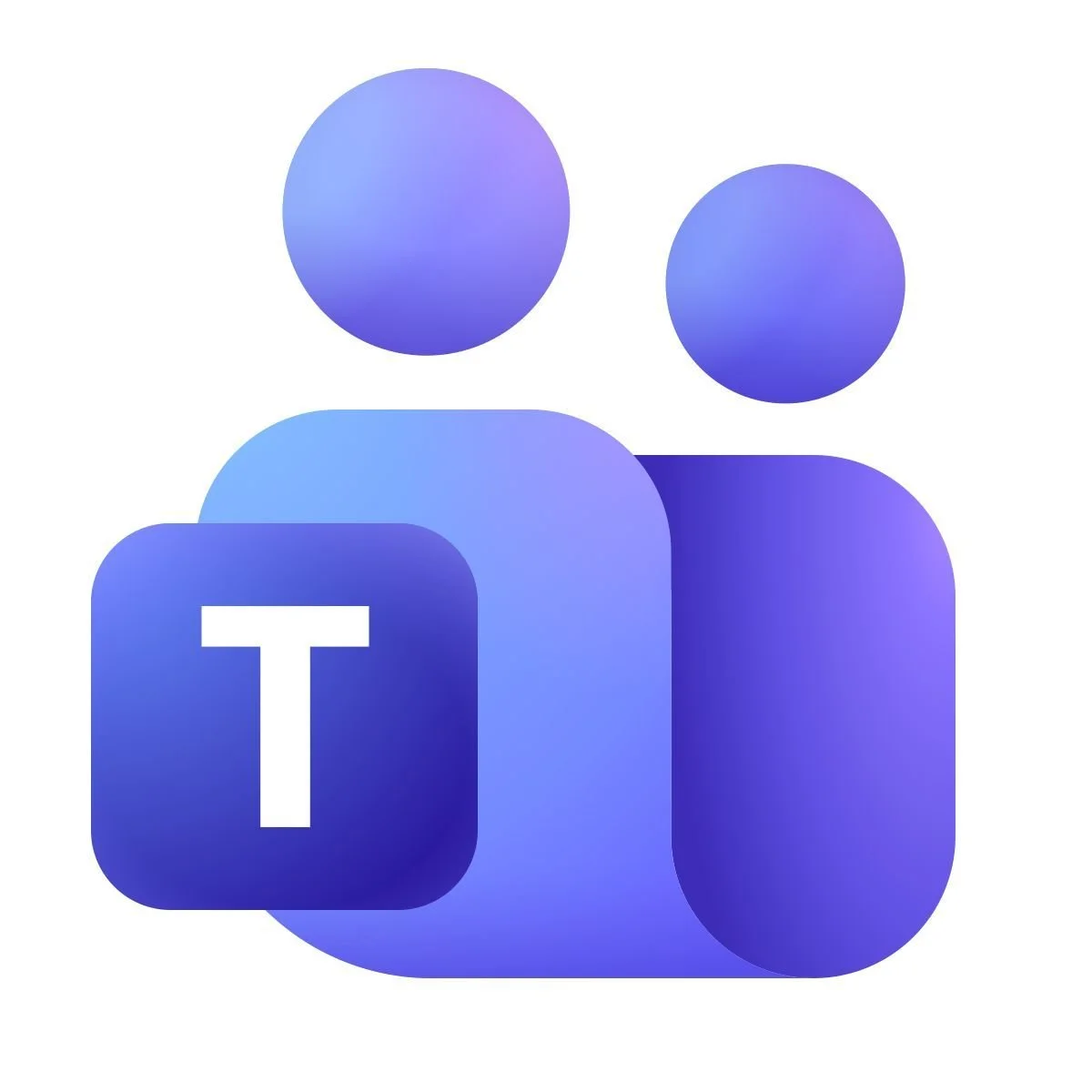 Icon representing Microsoft Teams, featuring two stylized purple and blue human figures with a shopping bag or folder with a white 'T' in front, symbolizing collaboration and communication.