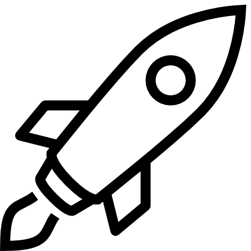 A simple line drawing of a rocket.
